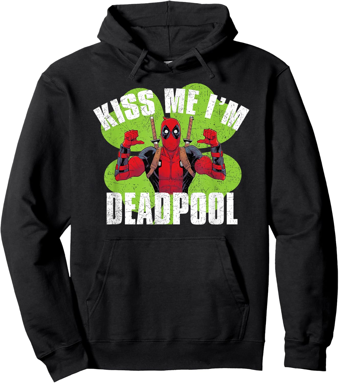 Marvel Kiss Me I'm Deadpool Funny St. Patrick's Day Hoodie - Hoodie | Black