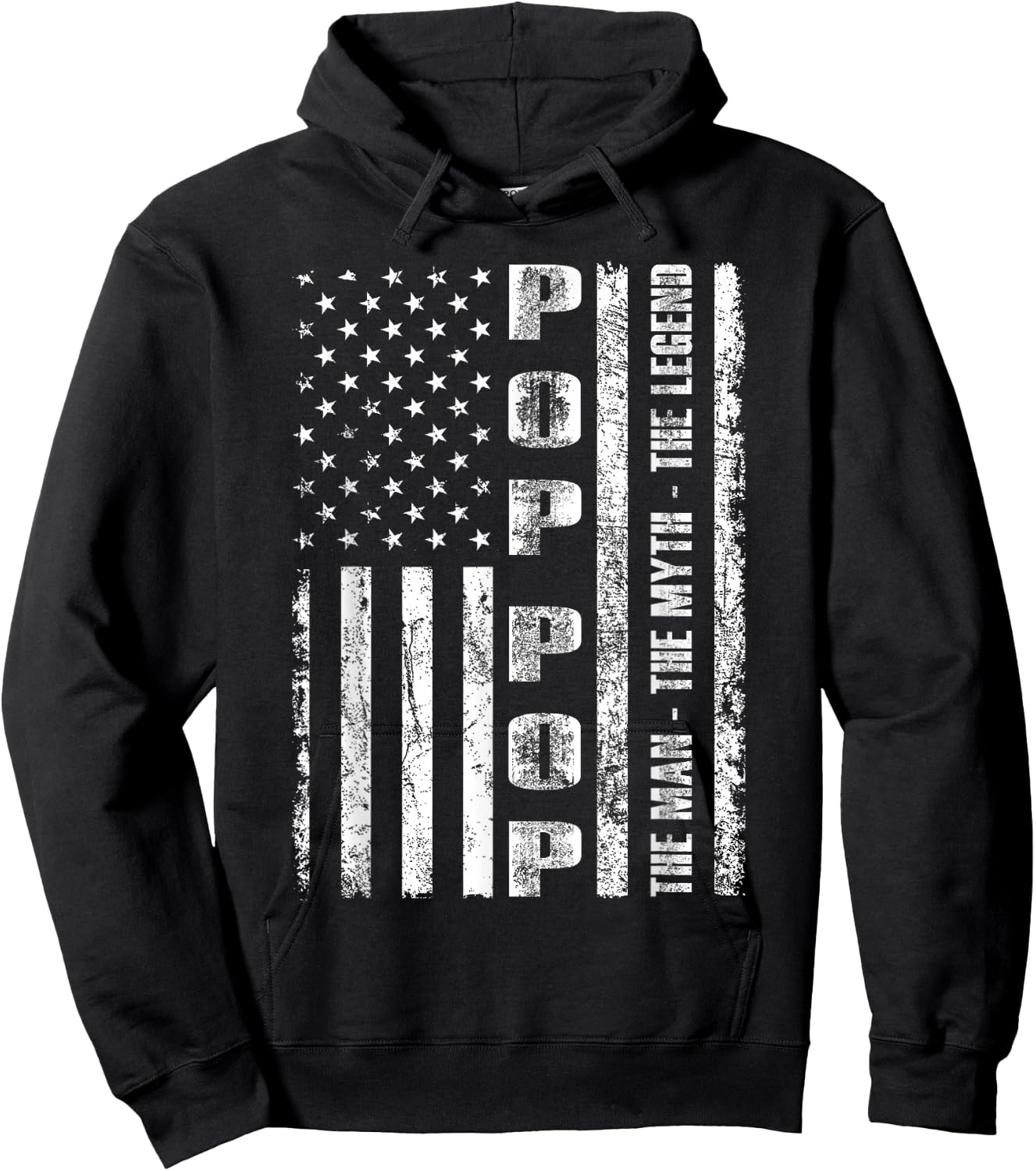 Pop Pop The Man The Myth The Legend US Flag Hoodie - Hoodie | Black