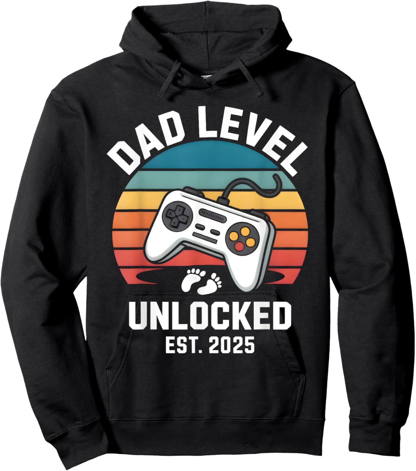 Dad Level Unlocked 2025 Funny Fathers Day Present (gifts) Hoodie - Hoodie | Black