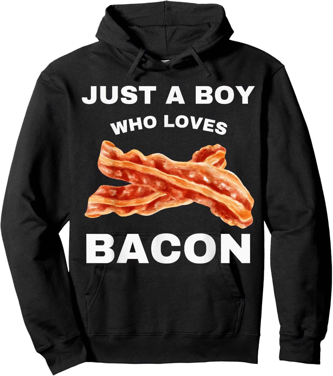 Just a Boy who Loves Bacon Breakfast Meat Lover Food Lover Hoodie - Hoodie | Black