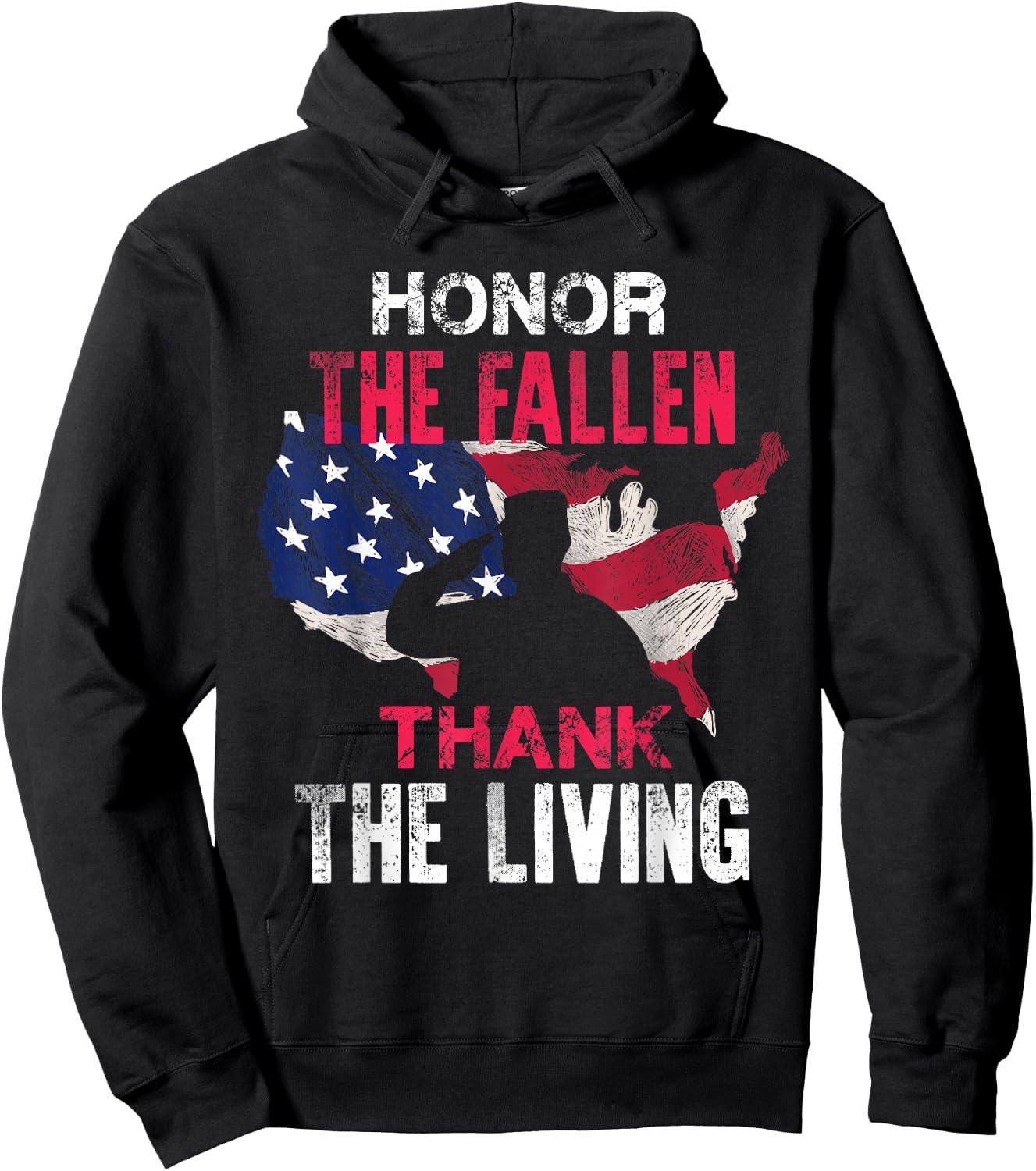 Honor The Fallen Veteran Themed Military Support Hoodie - Hoodie | Black