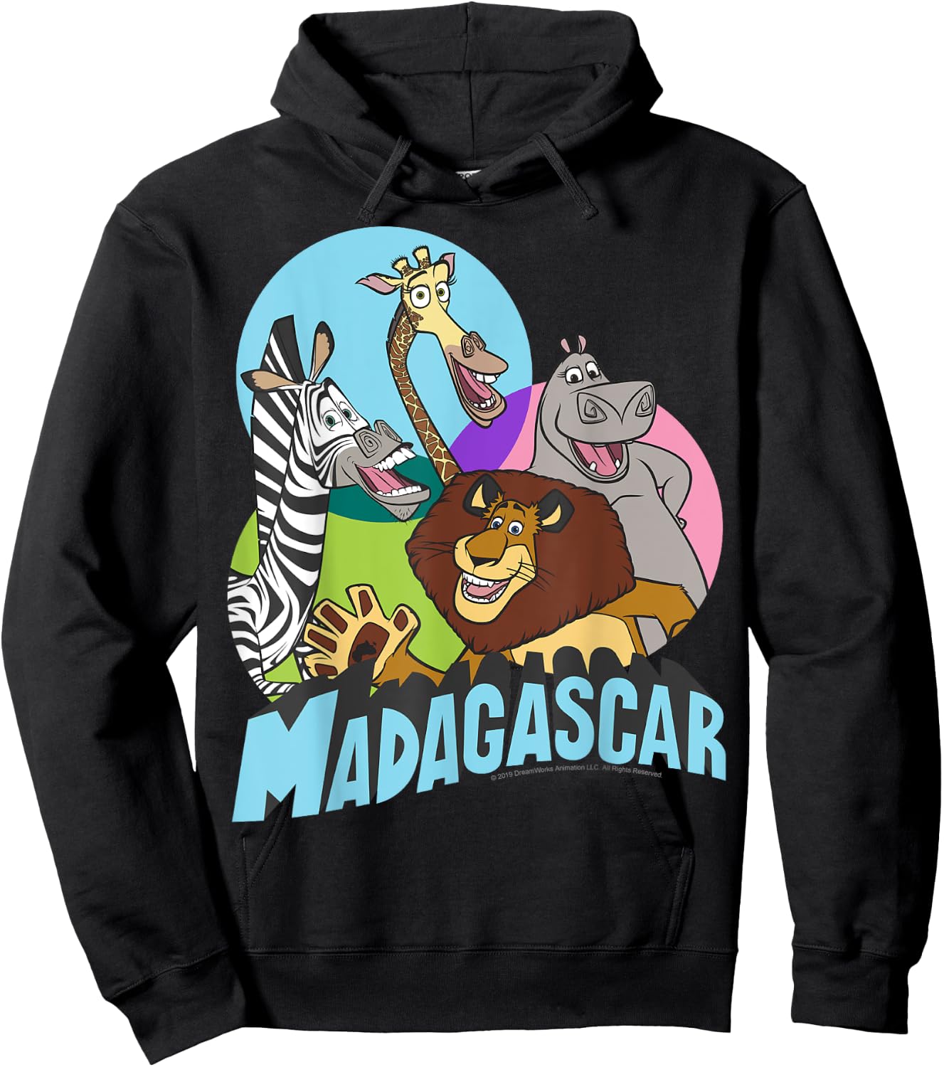 Madagascar Cartoon Group Shot Pop Color Poster Hoodie - Hoodie | Black