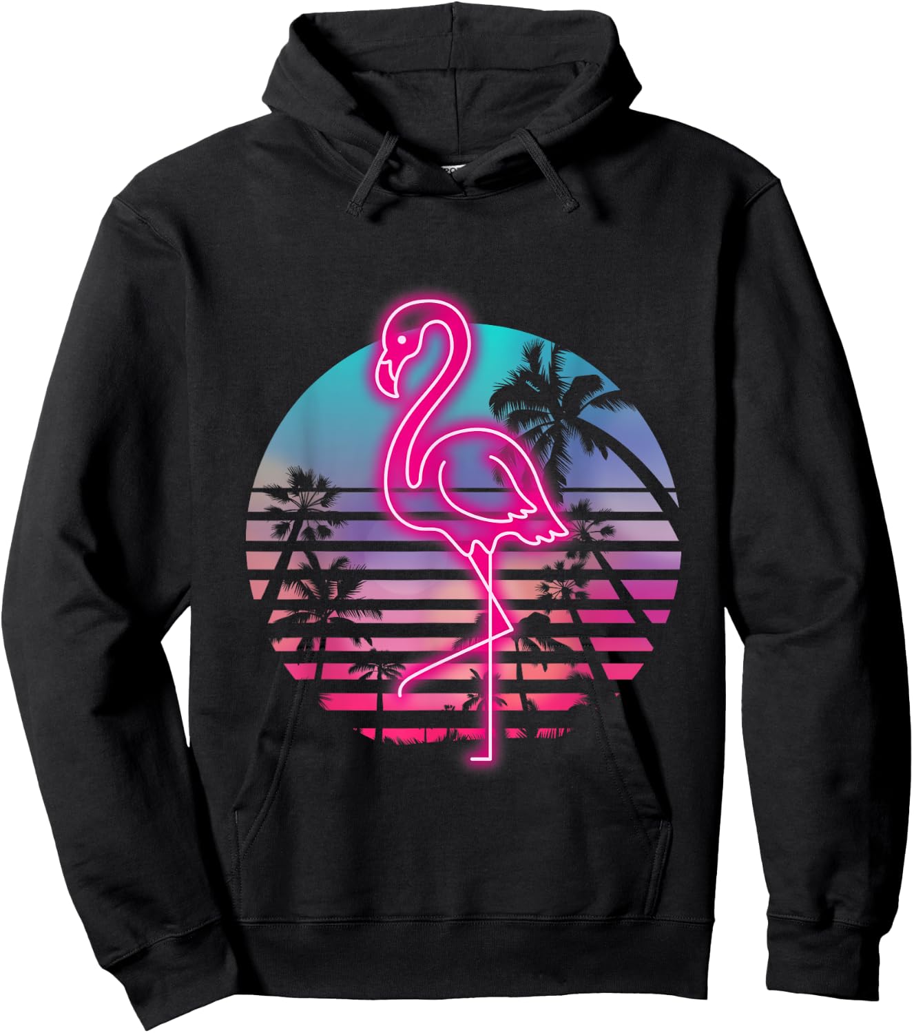 Zoo Animal Tropic Summer Sunrise Gift Flamingo Hoodie - Hoodie | Black