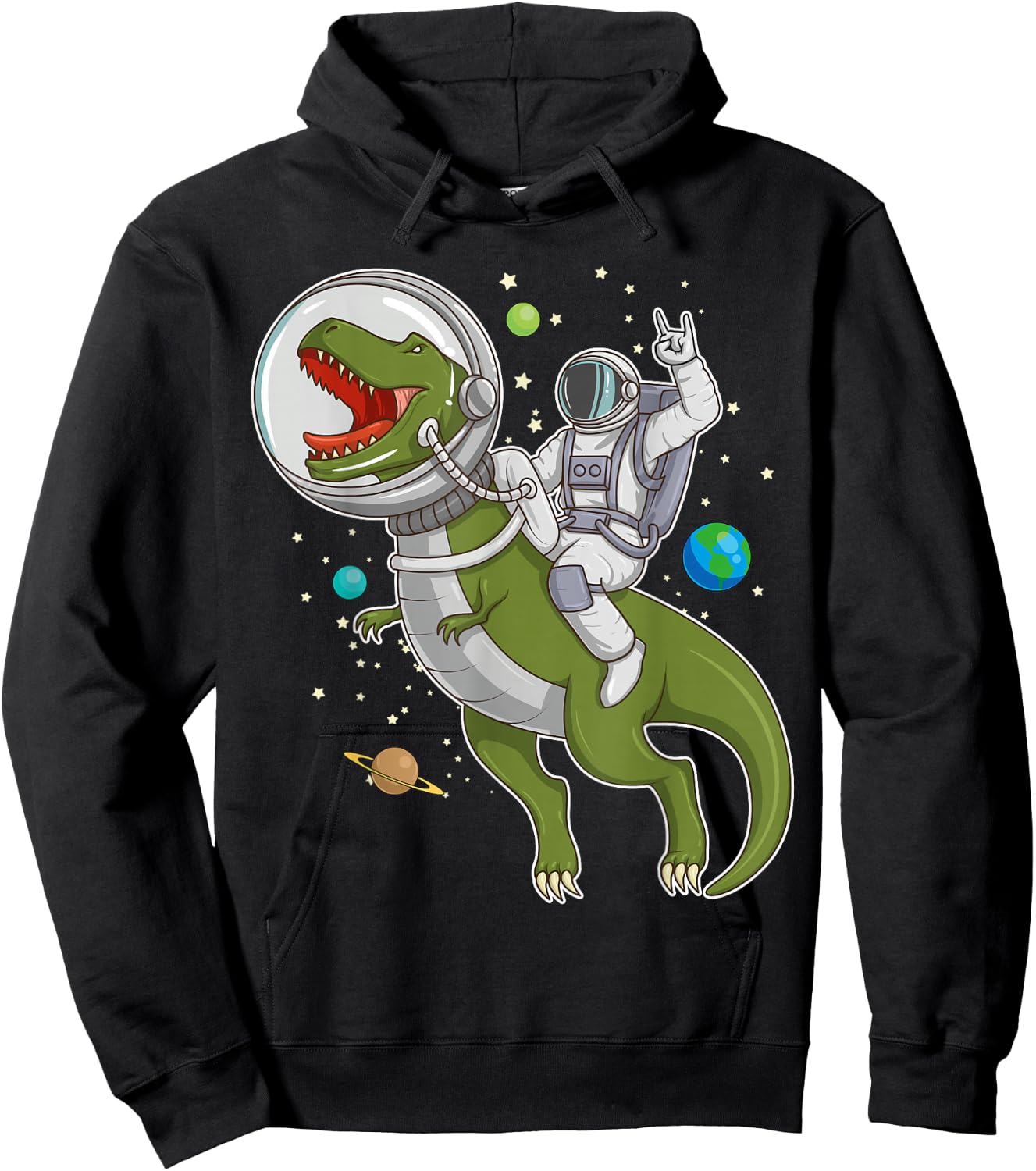 Astronaut Riding T-Rex Dinosaur Astro T-Rex Space Gift Hoodie - Hoodie | Black