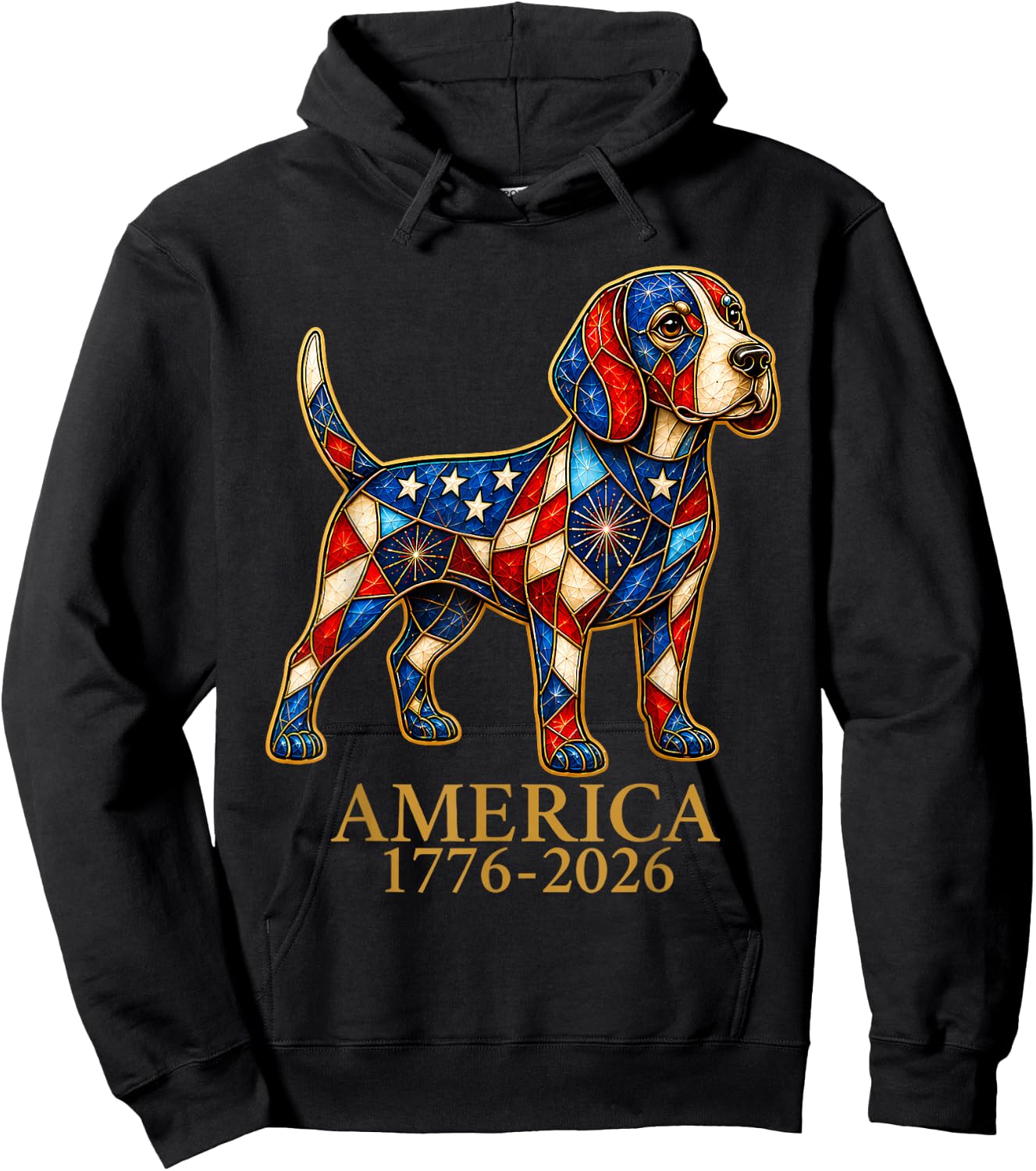 America 1776-2026 Patriotic Beagle Dog USA 250 Years Hoodie - Hoodie | Black