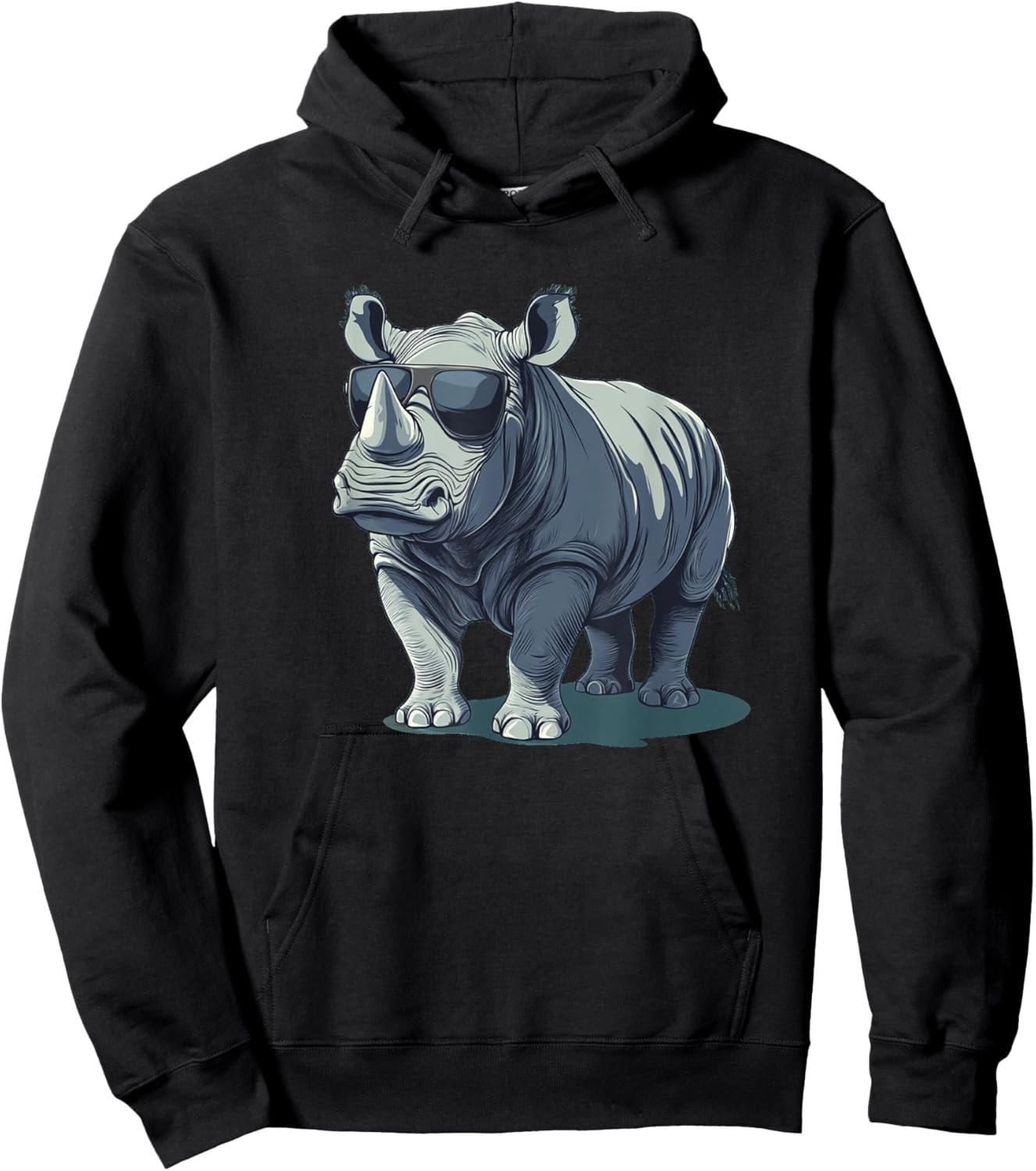 Pretty bespectacled Rhino loves Black Sunglasses Outfit Hoodie - Hoodie | Black