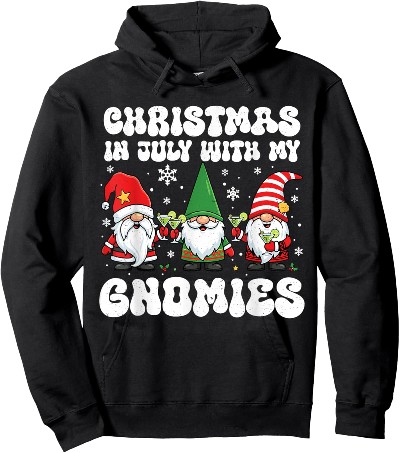 Funny Gnomes Summer Christmas in July Xmas Men Women Kids Hoodie - Hoodie | Black