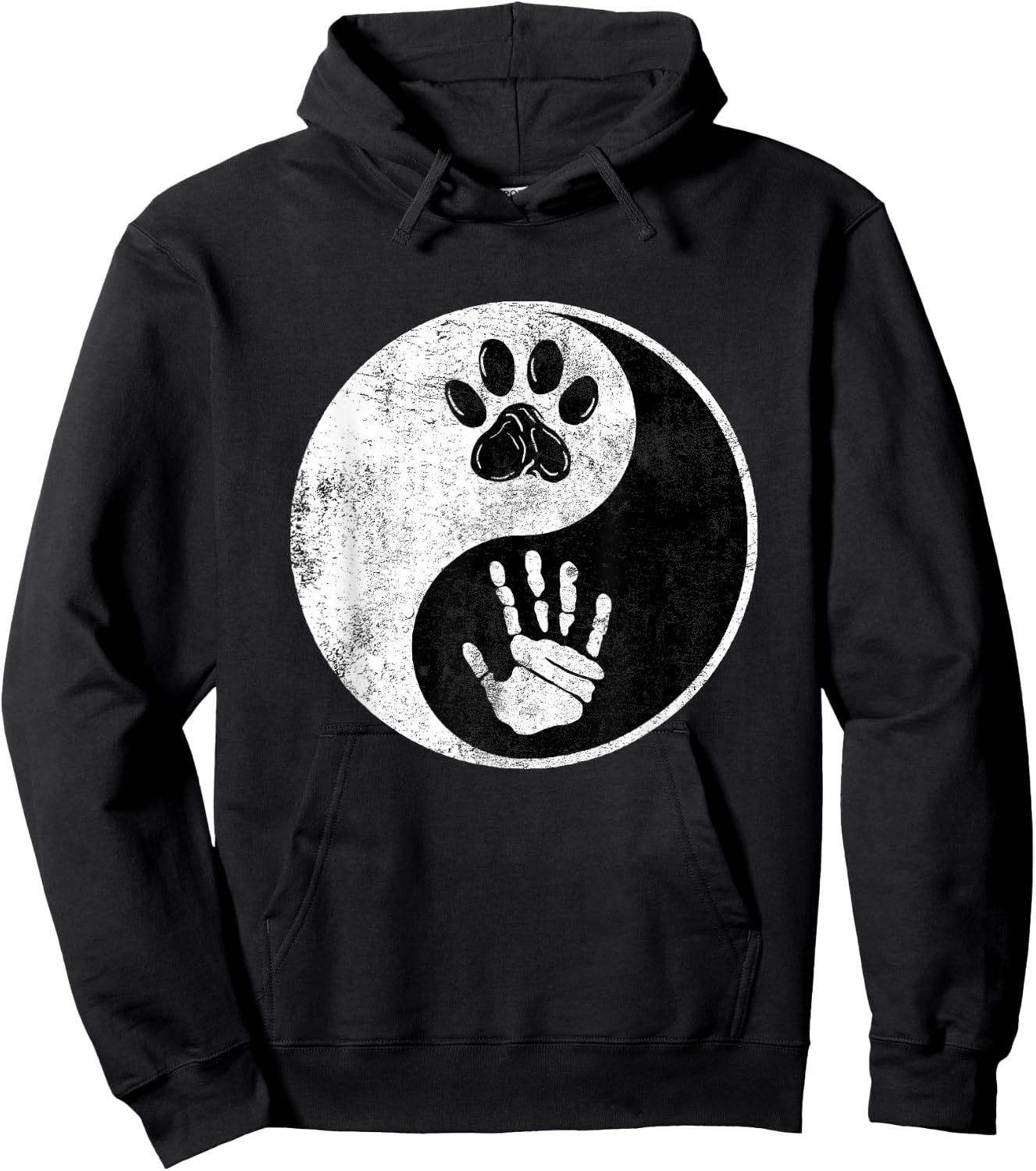 Paw Hand Yin Yang Cute Pet and Owner Harmony Balance Gift Hoodie - Hoodie | Black
