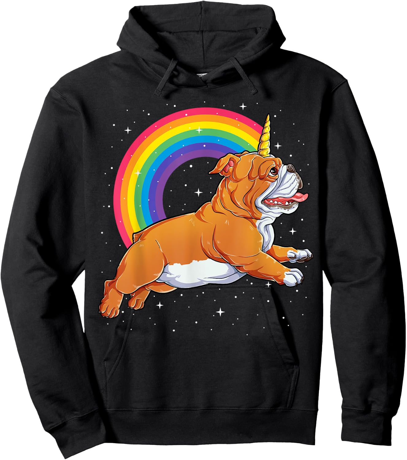 English Bulldog Unicorn T shirt Girls Space Galaxy Rainbow Hoodie - Hoodie | Black