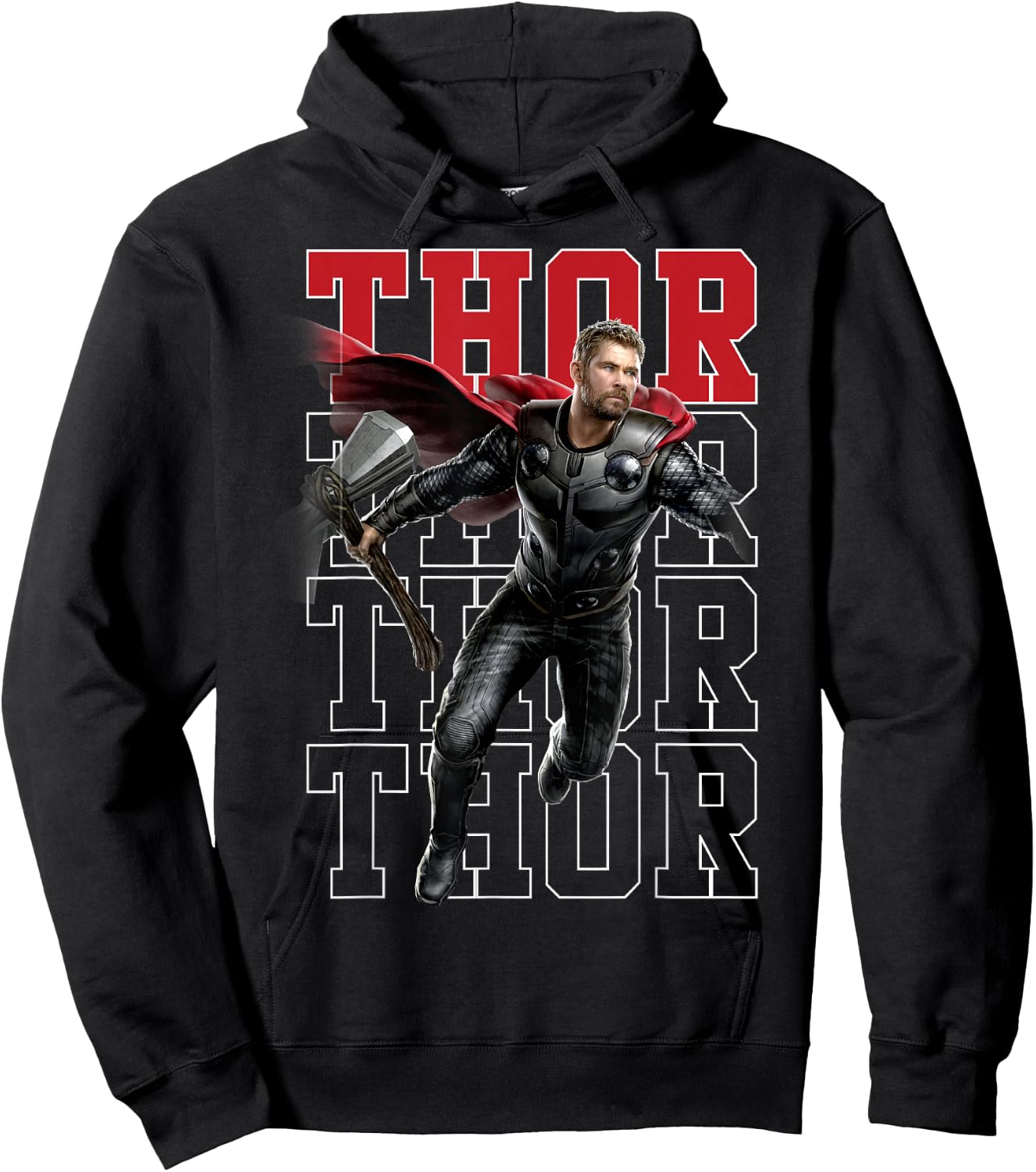 Marvel Avengers Endgame Thor Pose Name Stack Hoodie - Hoodie | Black