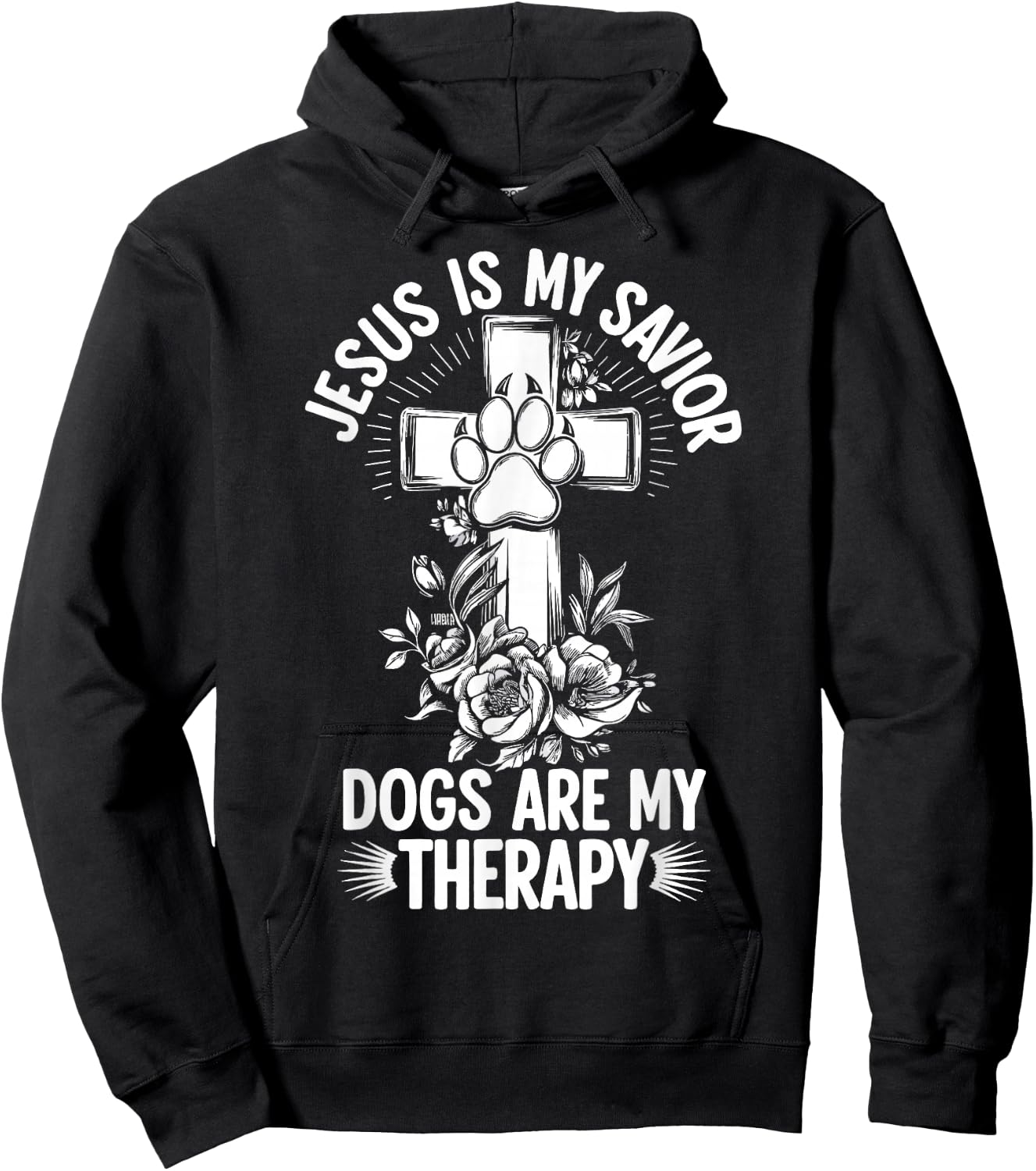 Jesus Is My Savior Dogs Are My Therapy Hoodie - Hoodie | Black