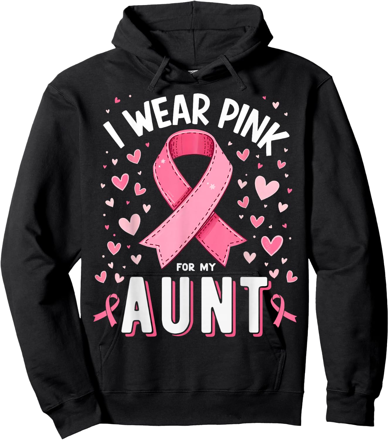 I Wear Pink For My Aunt Cancer Awareness Hoodie - Hoodie | Black