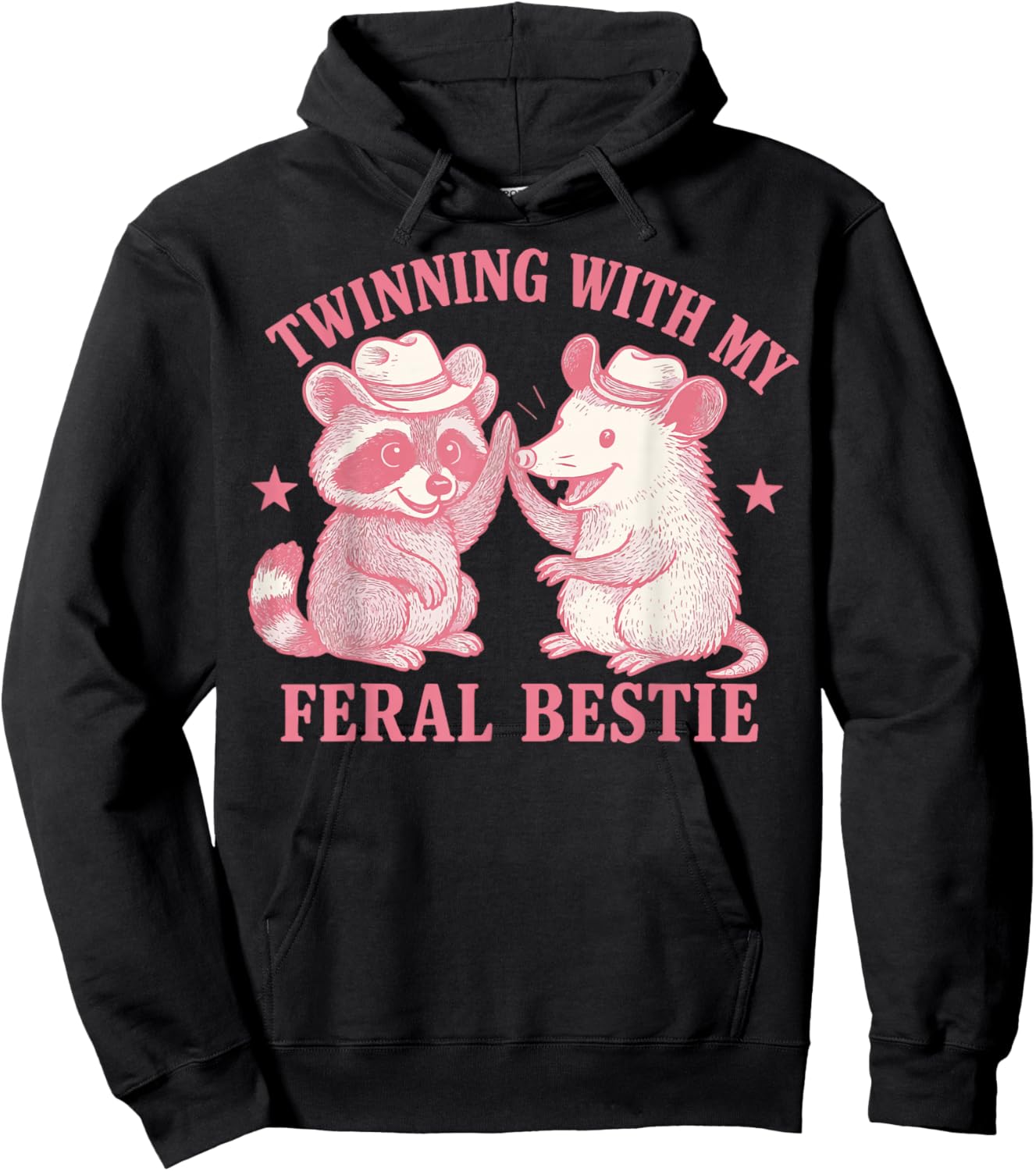 Twinning With My Feral Bestie Hoodie - Hoodie | Black
