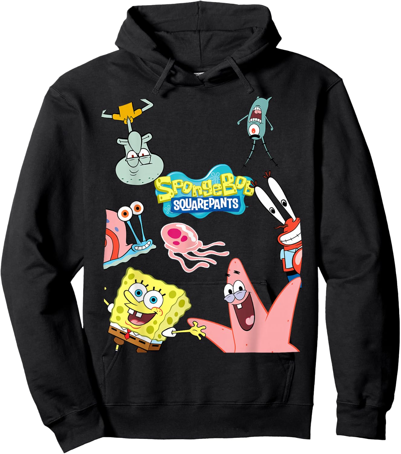 Spongebob Squarepants Logo with Friends Hoodie - Hoodie | Black