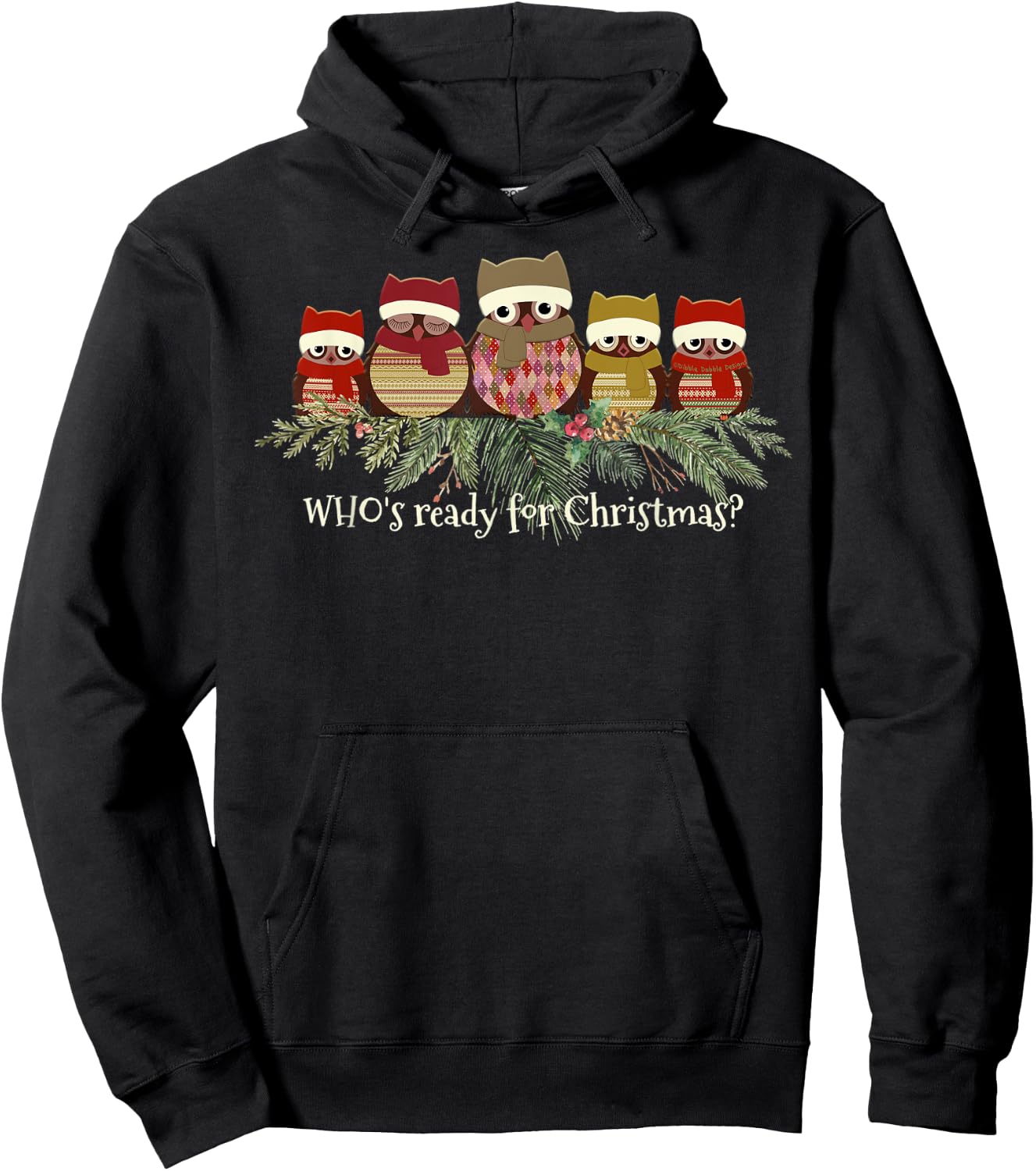 Owl Lover's Who's Ready for Christmas Hoodie - Hoodie | Black