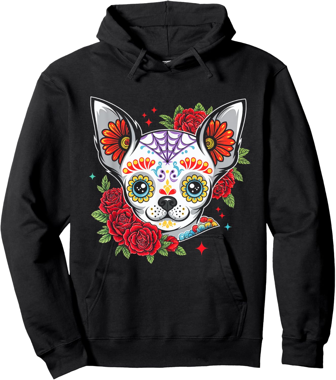 Chihuahua Floral Sugar Skull Dog Hoodie - Hoodie | Black