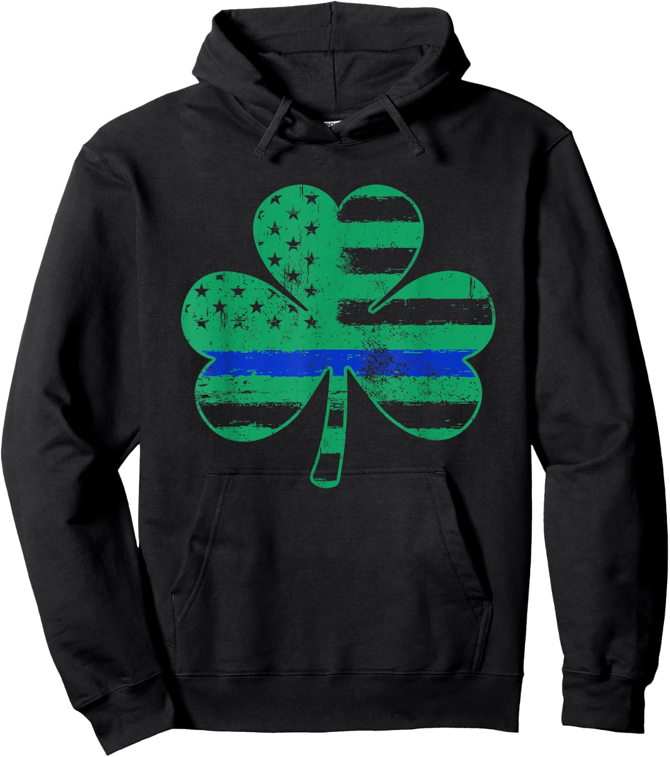 St Patricks Day American Flag Irish Shamrock Police Flag Hoodie - Hoodie | Black