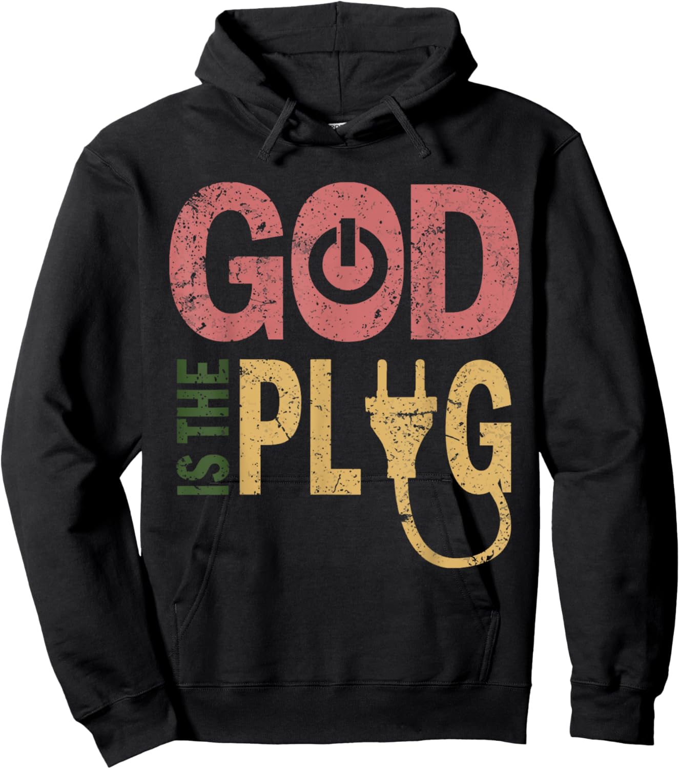 Is The God Plug ,Vintage T shirt Hoodie - Hoodie | Black