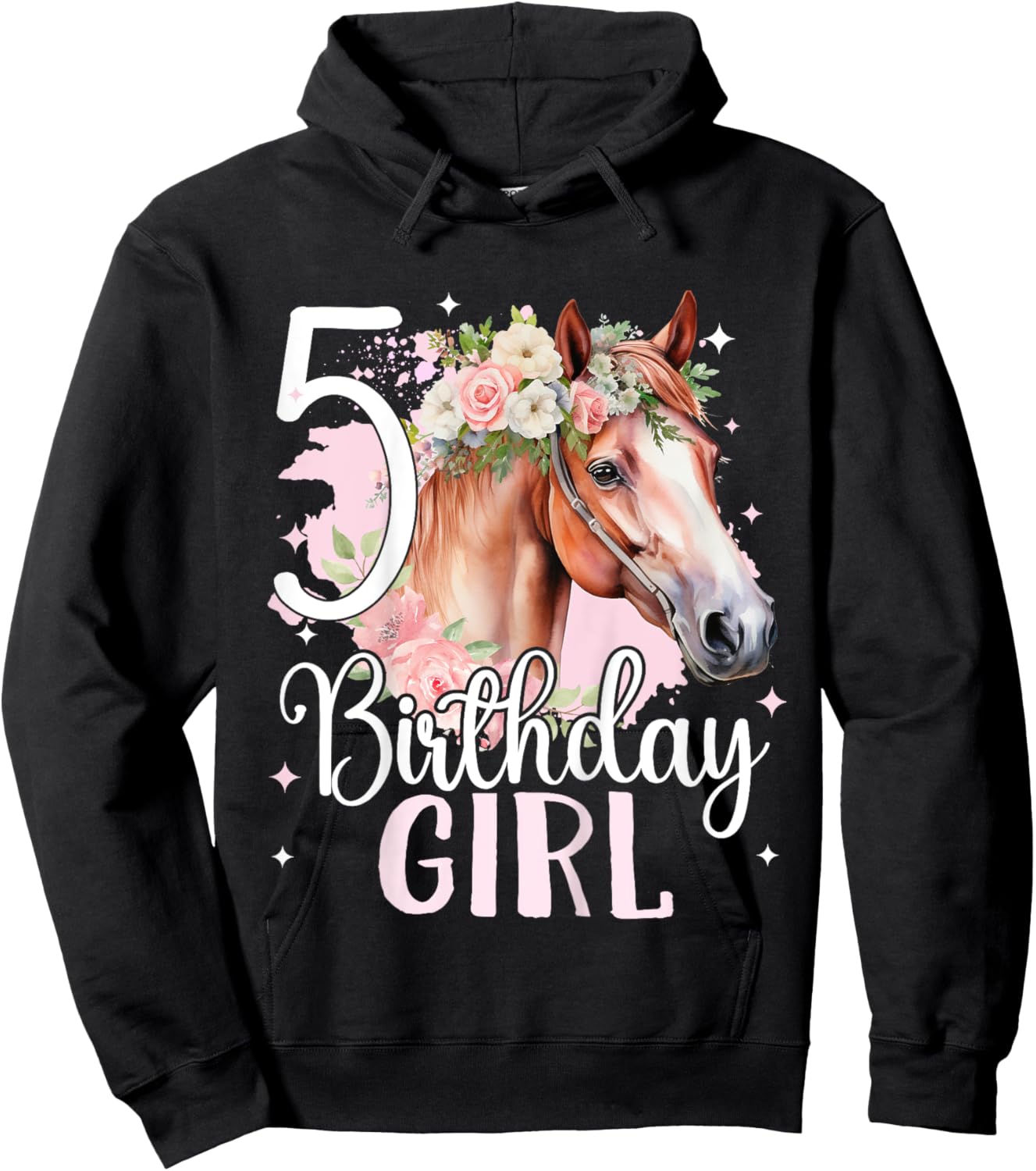 5th Birthday Horse Girl 5 Years Five Finally 5 Birthday Hoodie - Hoodie | Black