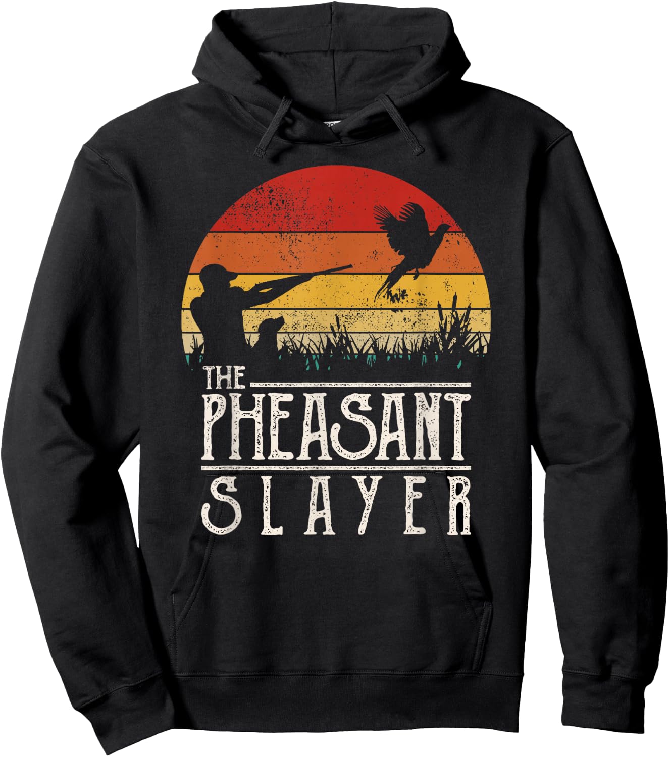 Vintage Sunset Retro Style Pheasant Hunting Pheasant Slayer Hoodie - Hoodie | Black