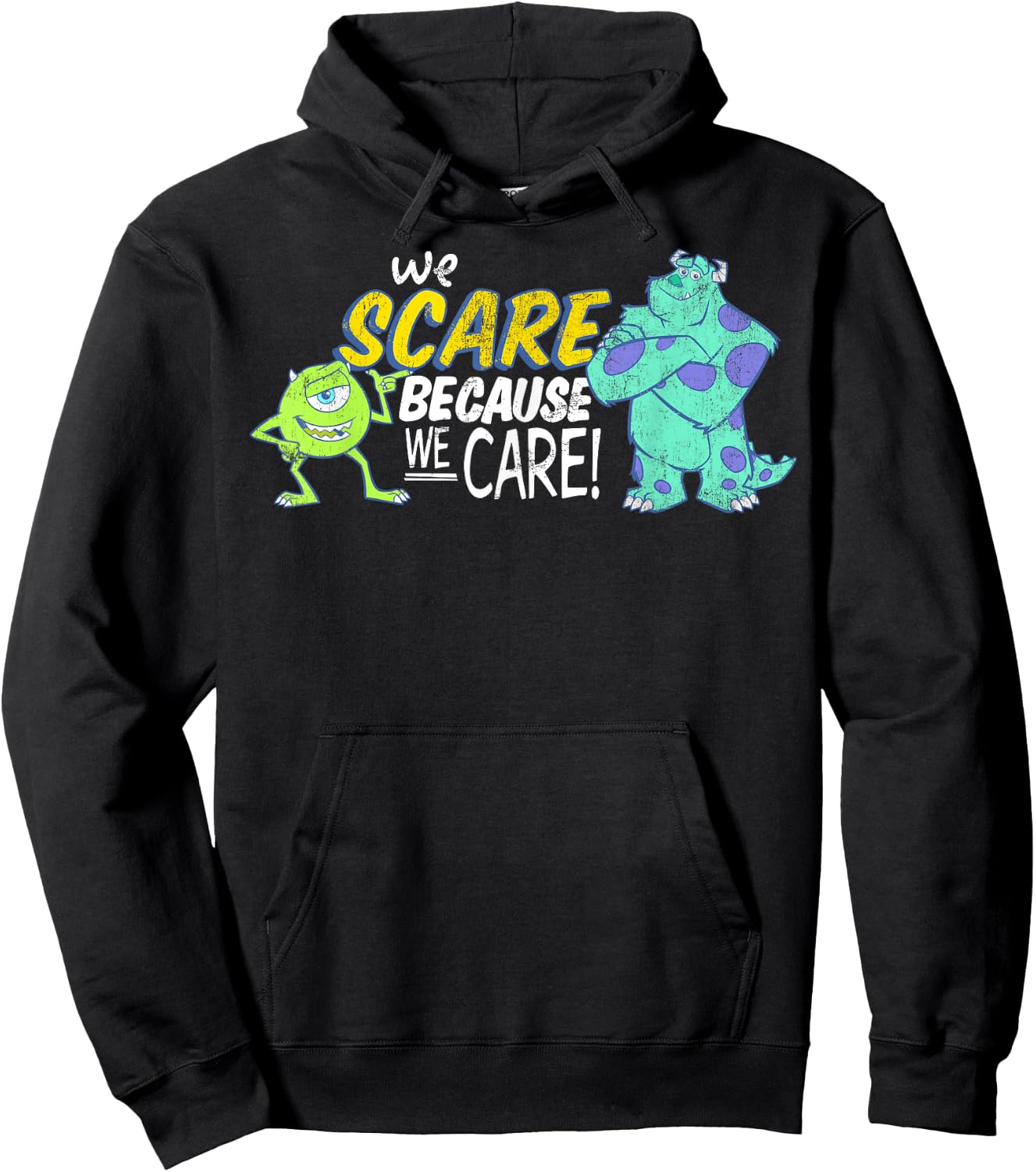 Disney Pixar Monsters, Inc We Scare Because We Care Logo Hoodie - Hoodie | Black