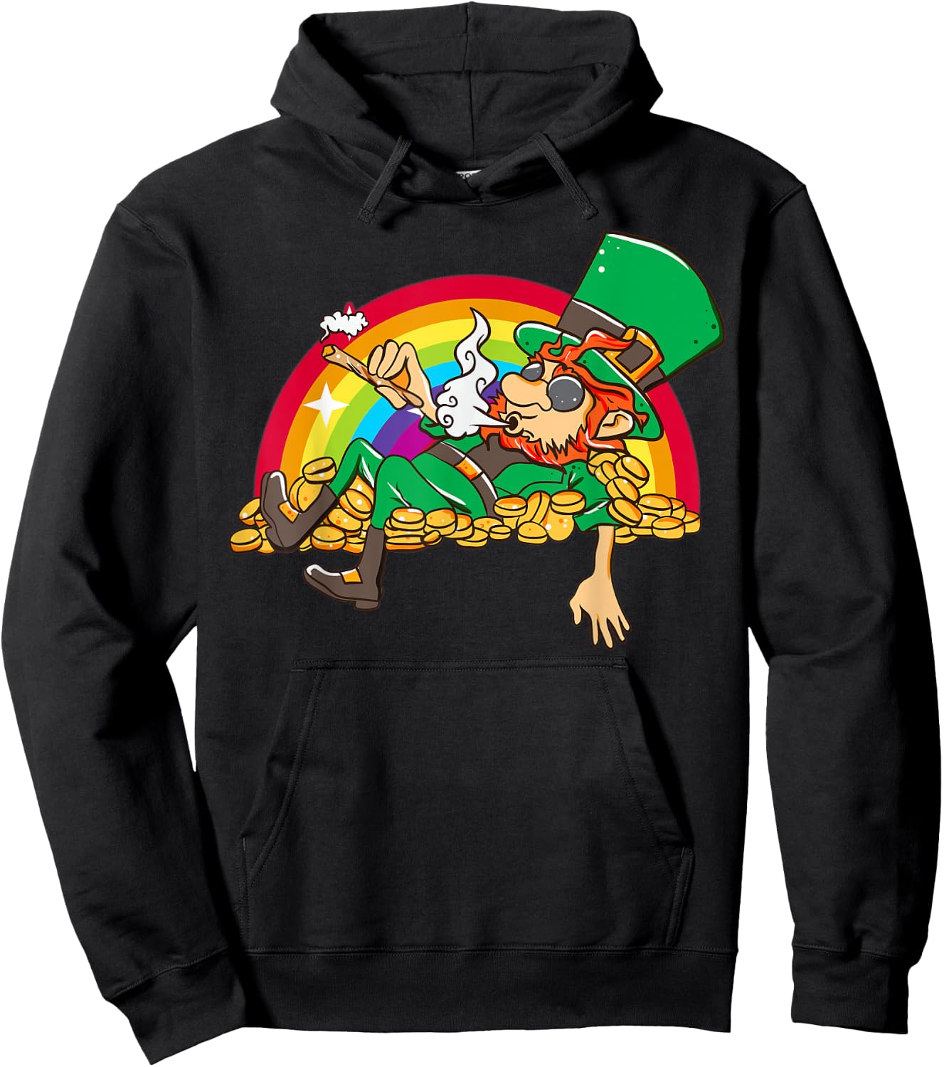 Pot Smoking Leprechaun funny St Patty's Day t Hoodie - Hoodie | Black
