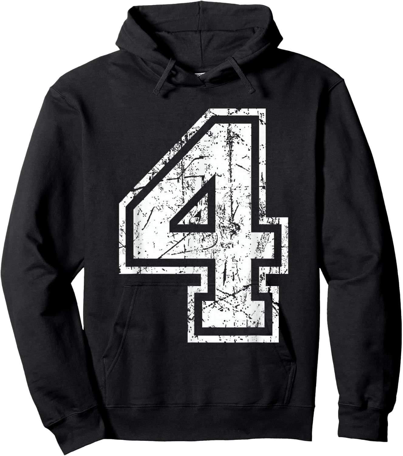 Sports Jersey Grunge Number 4 Fan Team Player Birthday Hoodie - Hoodie | Black