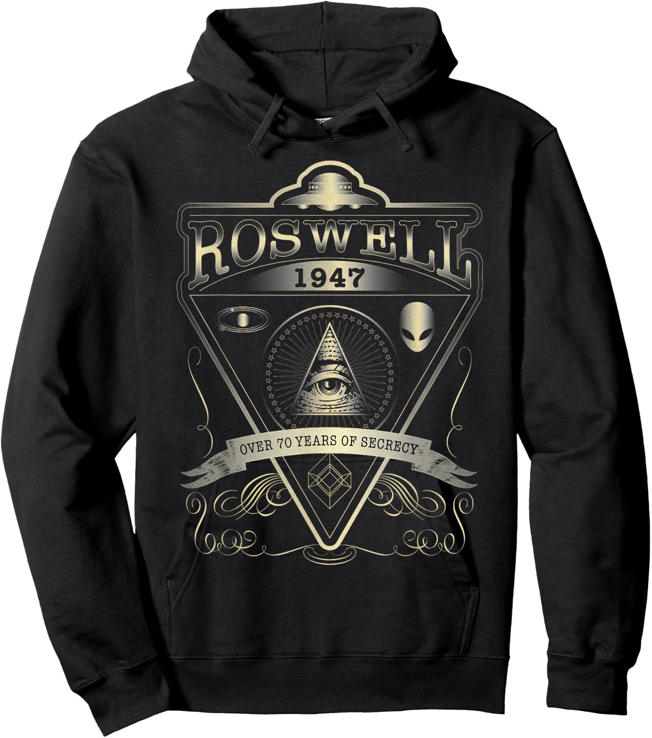 Roswell 1947 Alien T Shirt - Vintage Style UFO, Area 51 Hoodie - Hoodie | Black