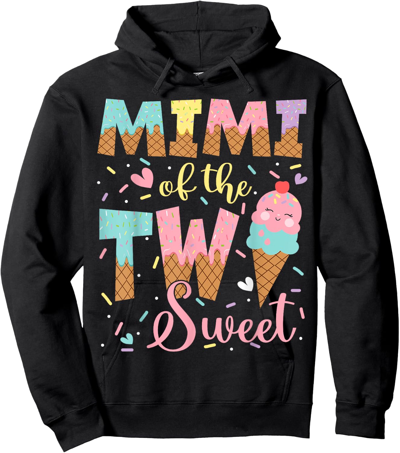 Mimi Of The Two Sweet 2Nd Birthday Girl Ice Cream Hoodie - Hoodie | Black