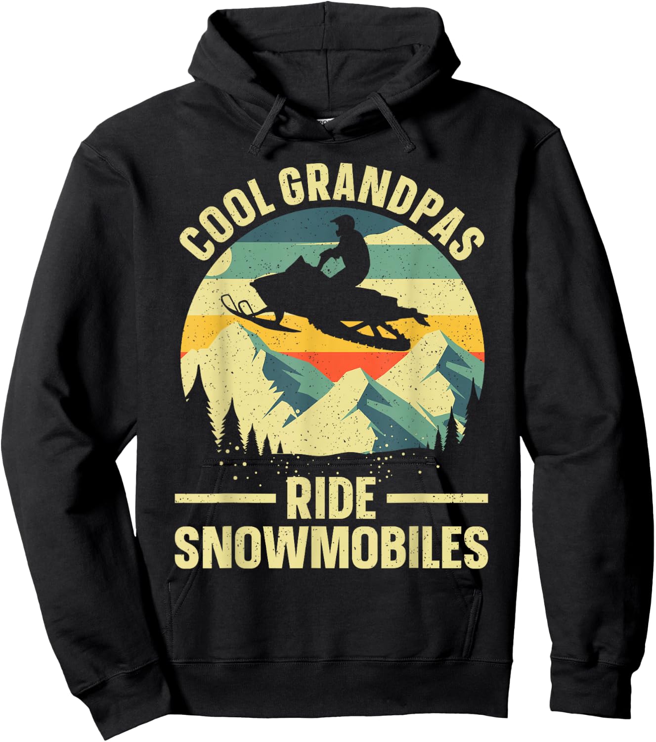 Cool Snowmobile Art Grandpa Snowmobiling Snowmobile Hoodie - Hoodie | Black