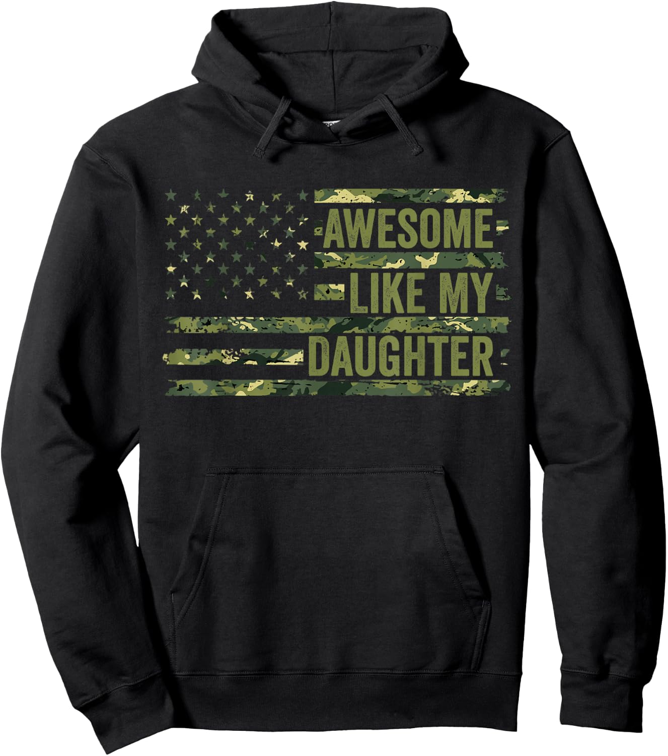 Dad Girl Awesome Like My Daughter Father's Day Camo Flag Hoodie - Hoodie | Black