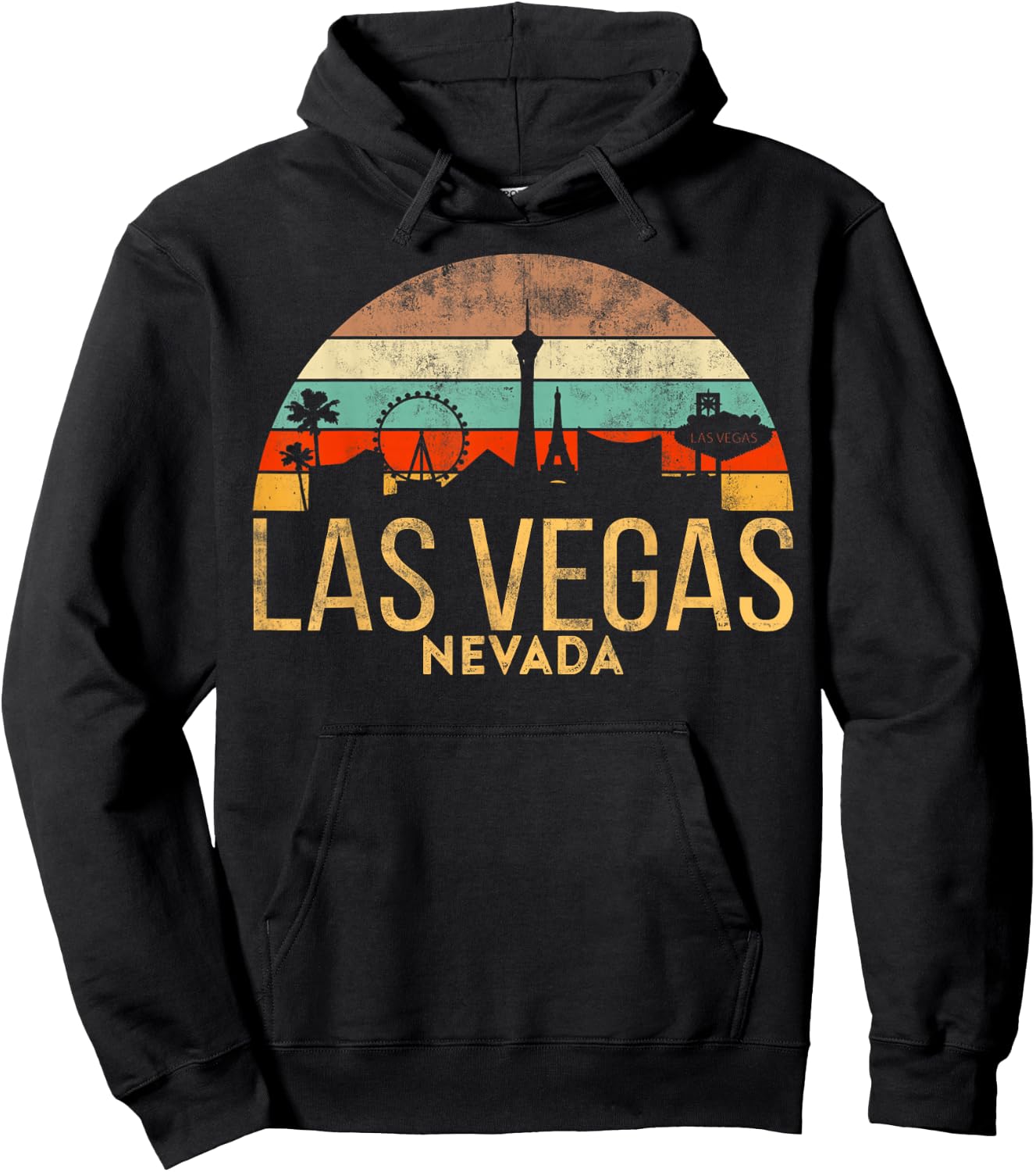 Vintage LAS Vegas Souvenir Holiday Gift Nevada City Hoodie - Hoodie | Black