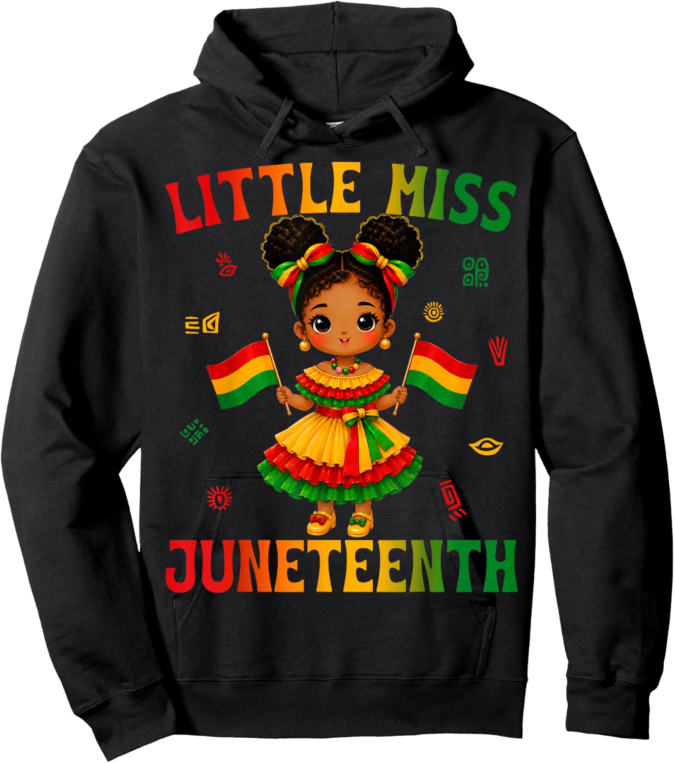 Cute Little Miss Juneteenth Black African Girl Kids Toddlers Hoodie - Hoodie | Black