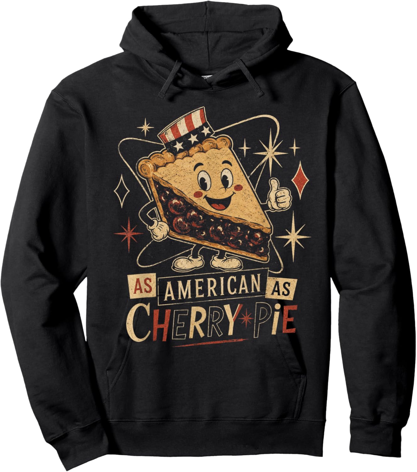 Vintage Retro Cherry Pie As American As Patriotic Hoodie - Hoodie | Black
