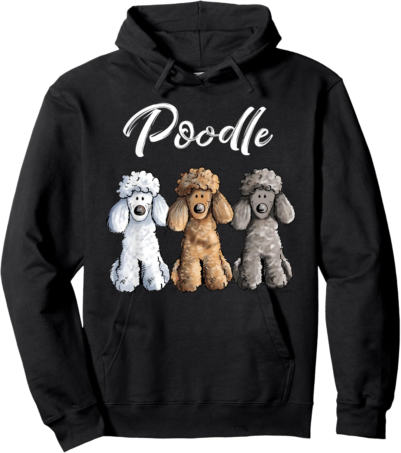 Adorable Poodle Trio Cartoon Artwork For Poodle Dog Lover Hoodie - Hoodie | Black