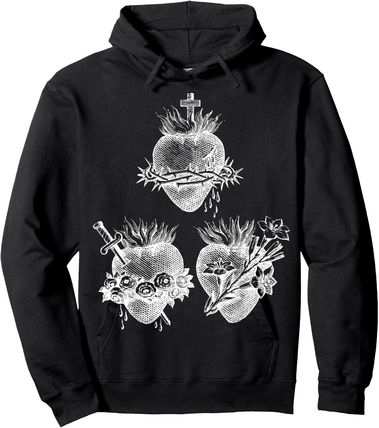 Sacred Heart of Jesus and Immaculate Heart of Mary Joseph 3W Hoodie - Hoodie | Black