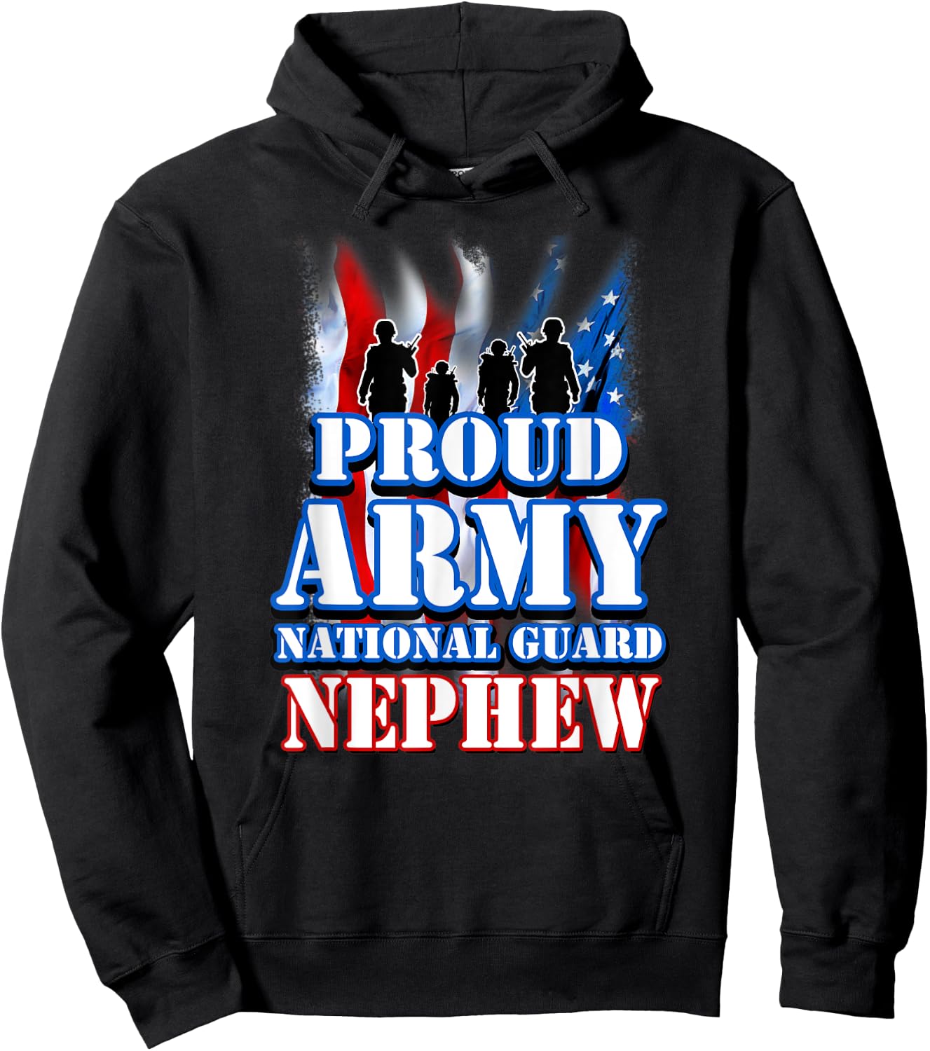 USA Flag Proud Army National Guard Nephew Kids Men Hoodie - Hoodie | Black