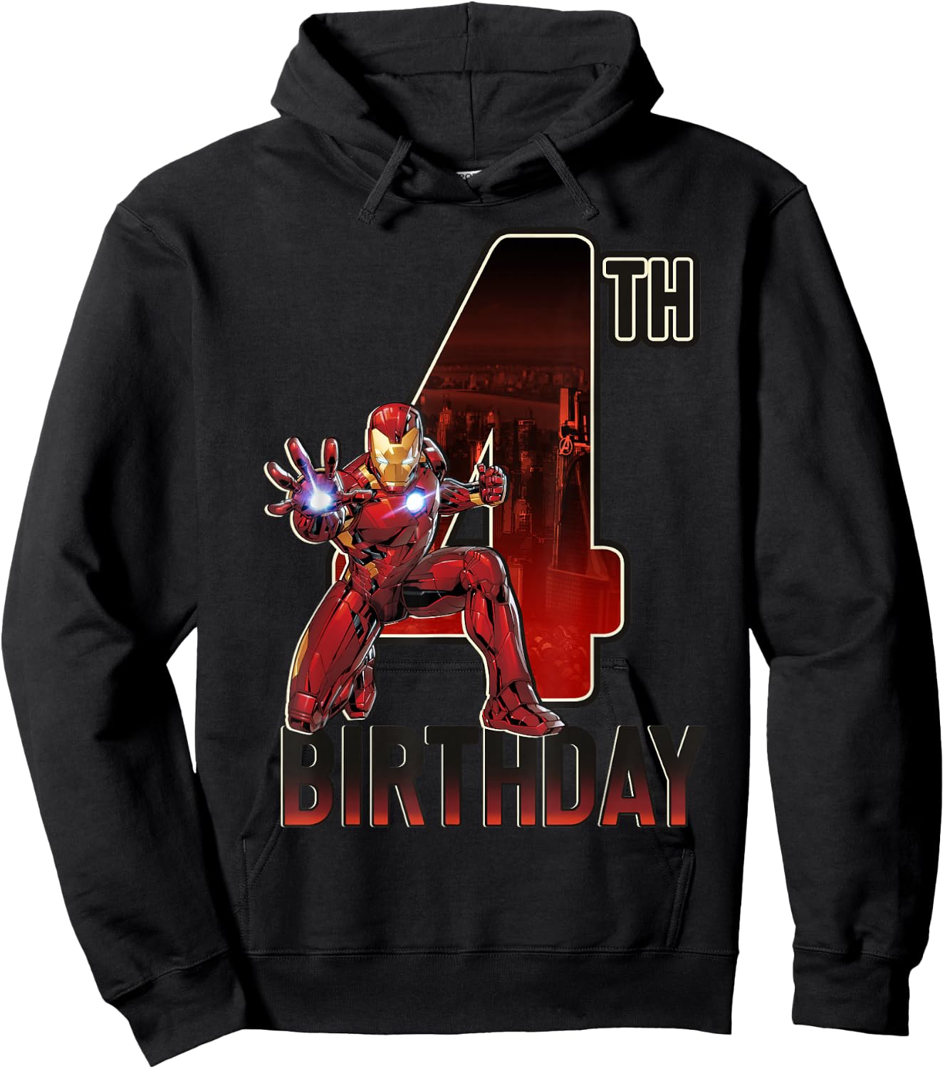 Marvel Iron Man 4th Birthday Action Pose Graphic Hoodie - Hoodie | Black