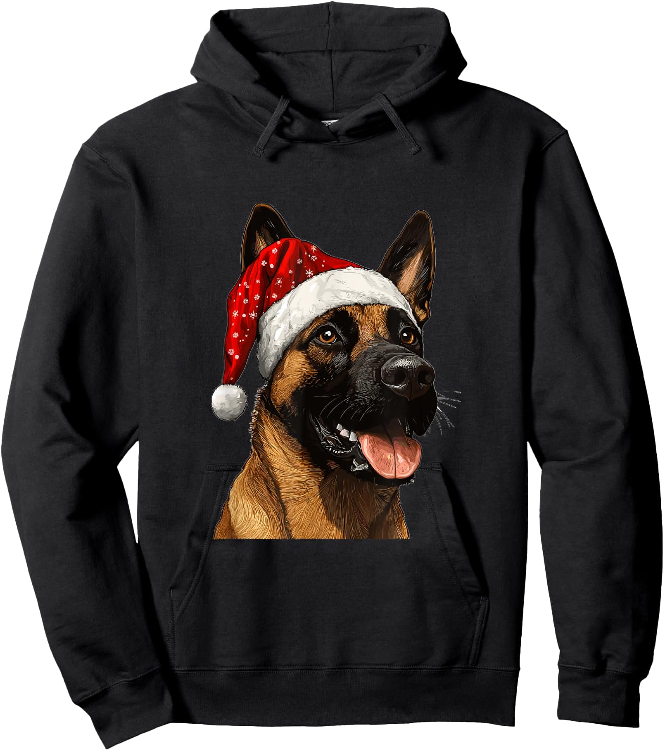 Cute Belgian Malinois Dog Christmas Merry X-mas Graphic Hoodie - Hoodie | Black