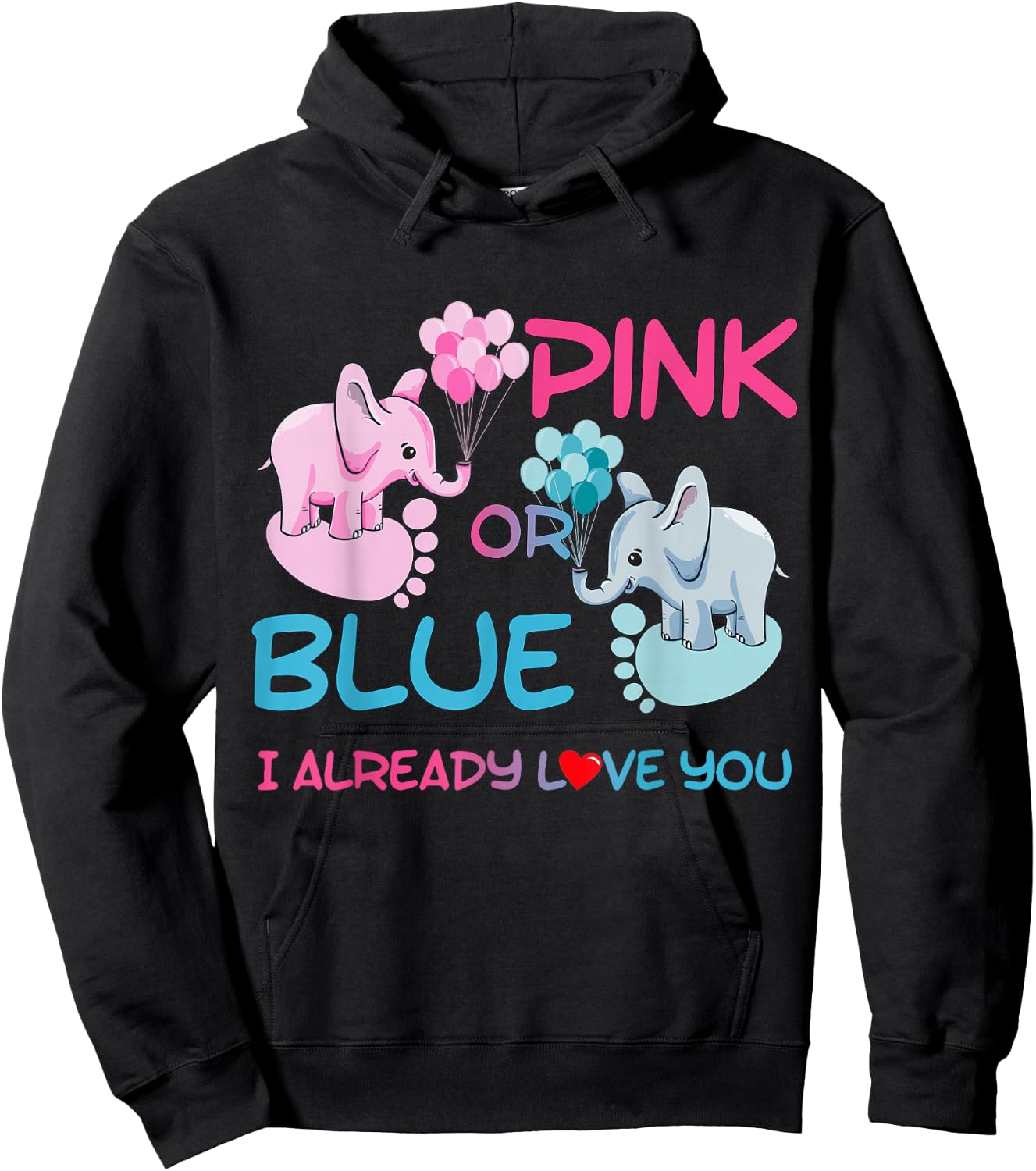 Gender Reveal Pink or Blue Boy or Girl Party Supplies Family Hoodie - Hoodie | Black