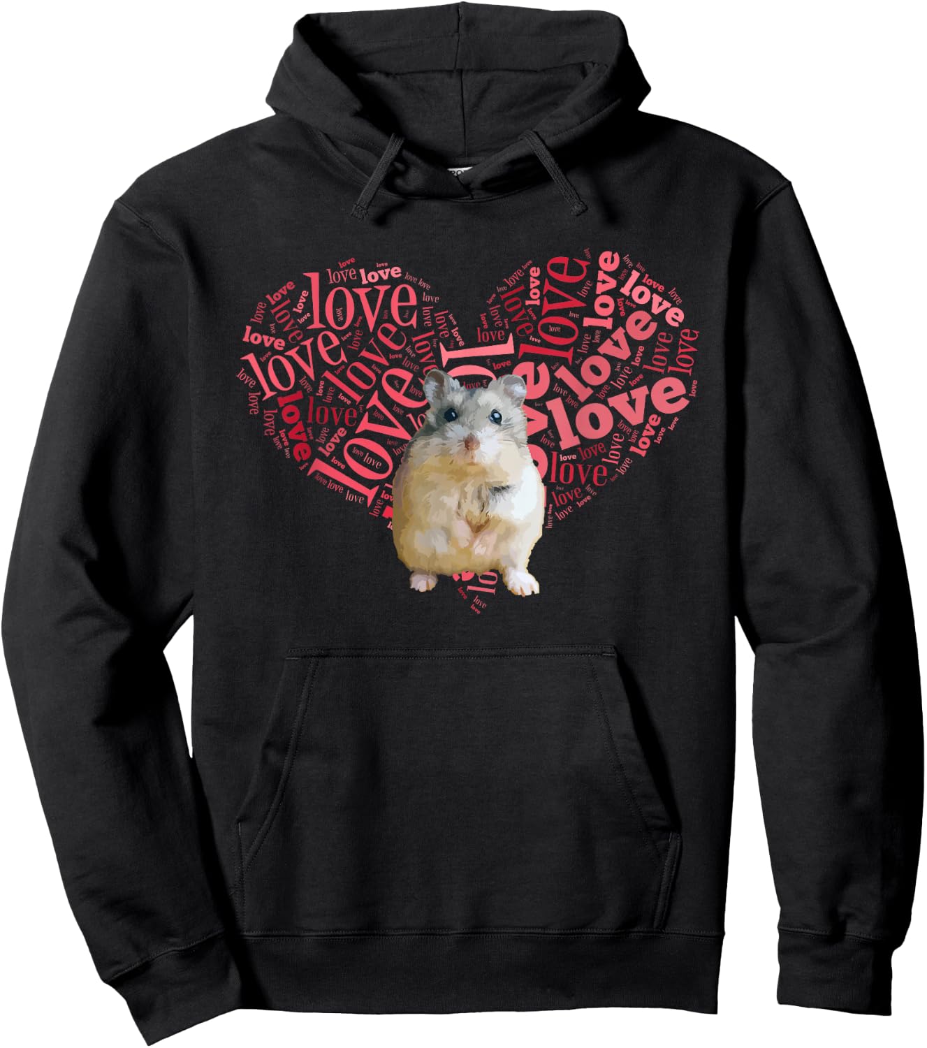 I Love Dwarf Hamsters - Heart Shaped Robo Lover Gift Hoodie - Hoodie | Black