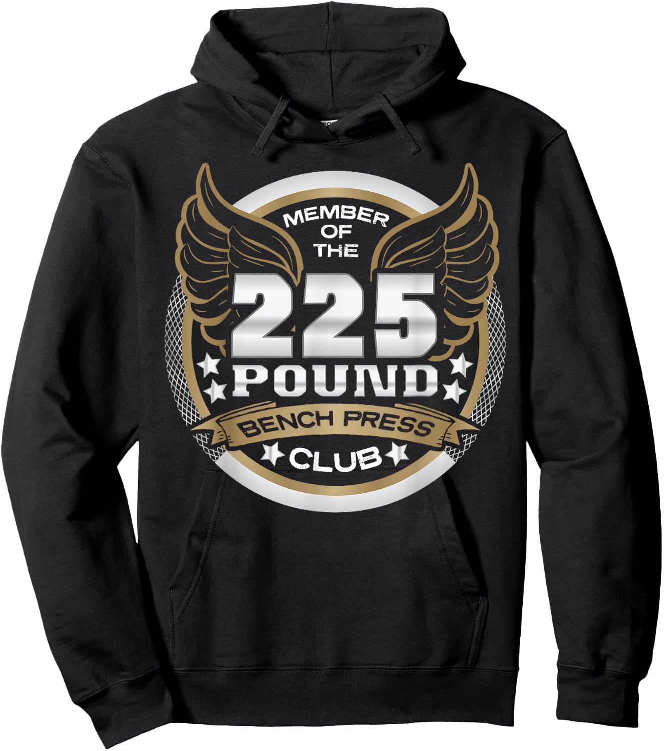 225 Pound Bench Press Club for Powerlifter Weightlifter Gym Hoodie - Hoodie | Black