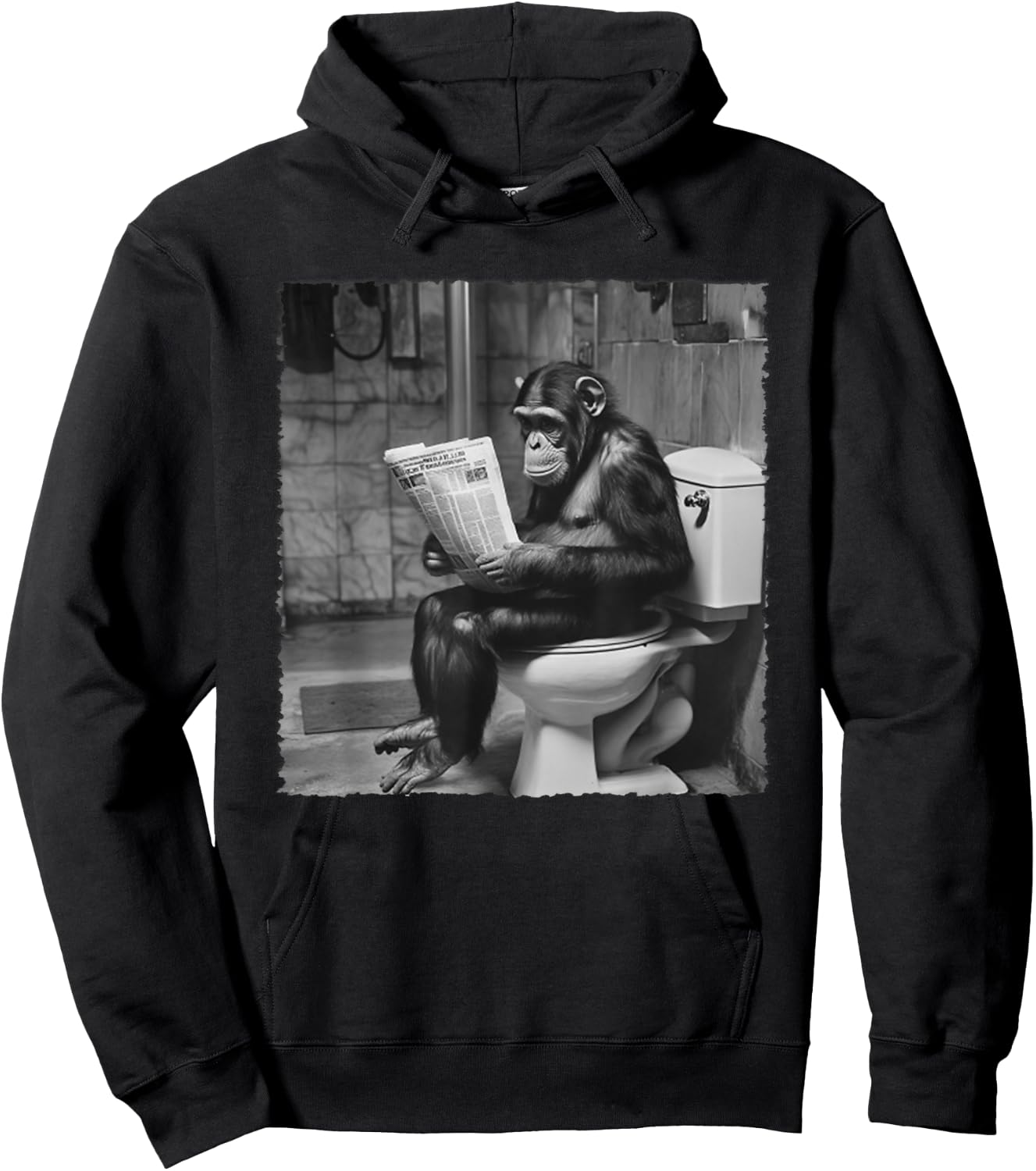 Funny Monkey Toilet Newspaper Session Hoodie - Hoodie | Black
