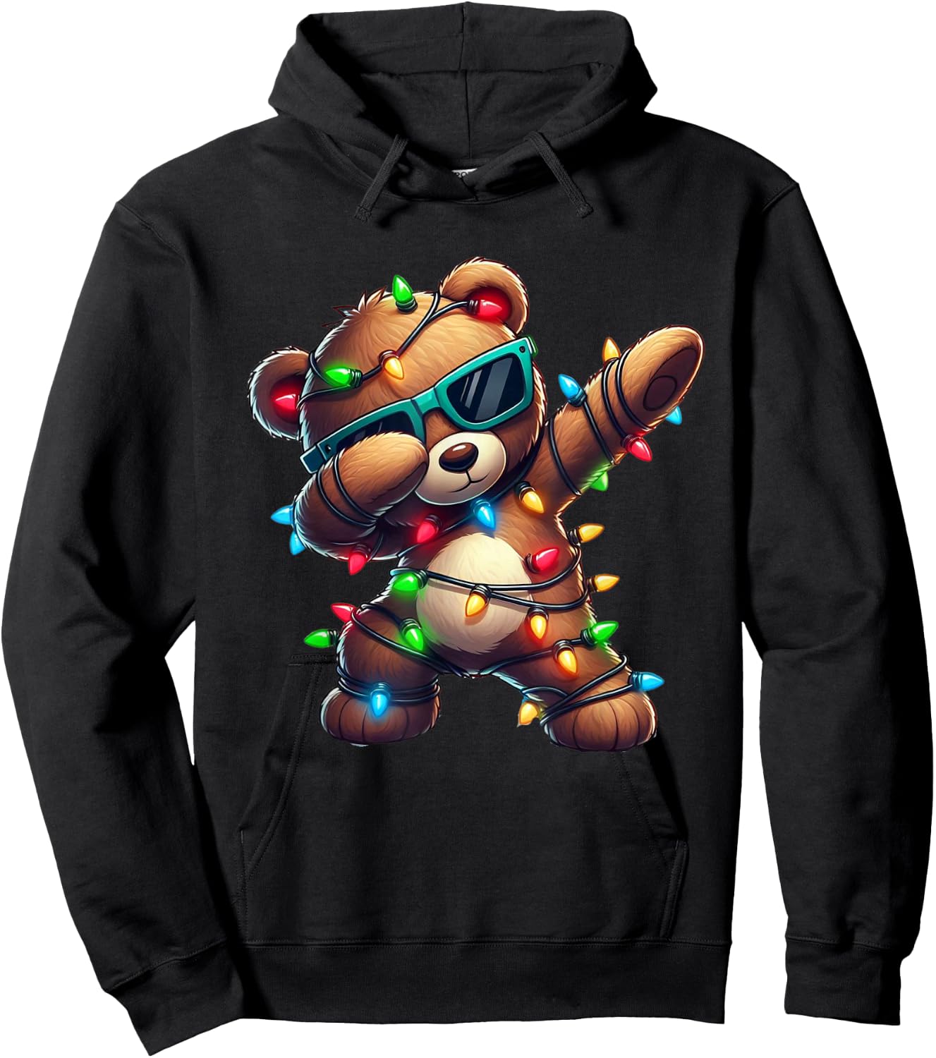 Christmas Teddy Bear Dabbing Girls Boys Xmas Teddy Bear Hoodie - Hoodie | Black