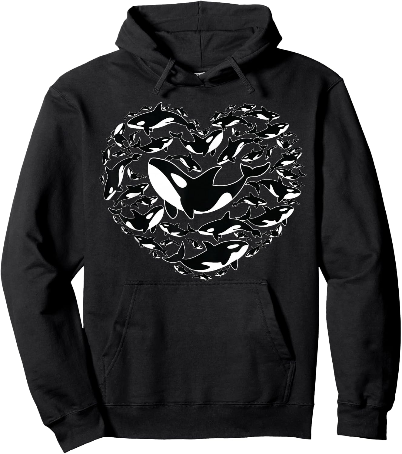 Valentine's Day Orca Whale Sea Panda as Men Women Kids Hoodie - Hoodie | Black
