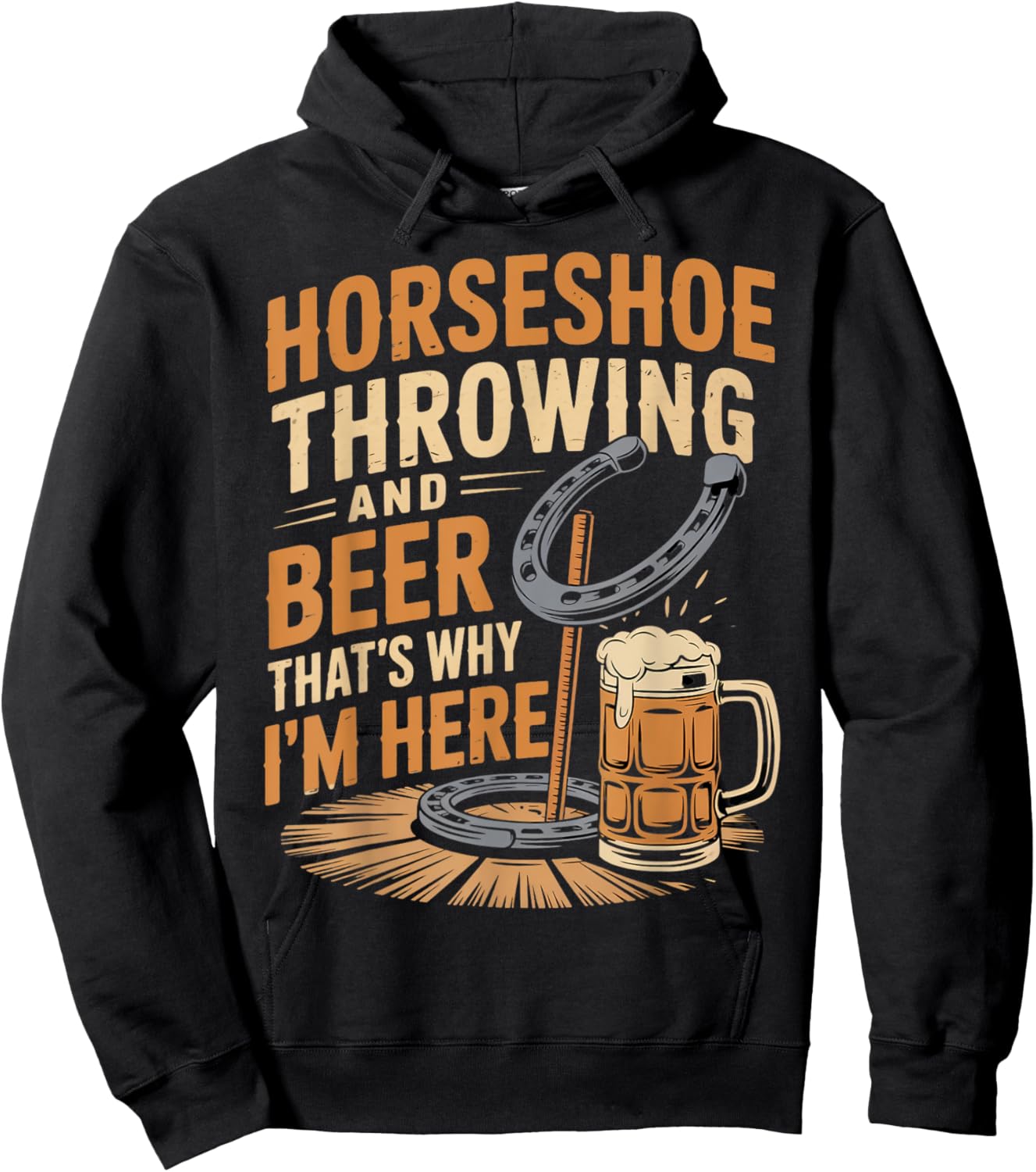 Beer That's Why Horseshoes Game Ringer Horseshoe Pitching Hoodie - Hoodie | Black