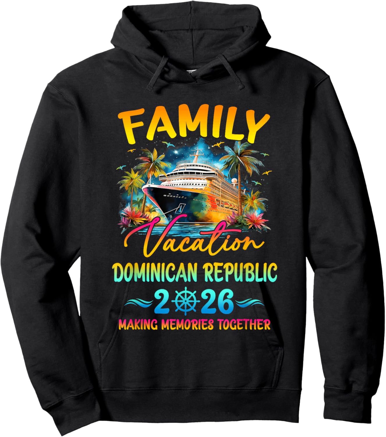 Family Vacation Dominican Republic 2026 Matching Group Hoodie - Hoodie | Black