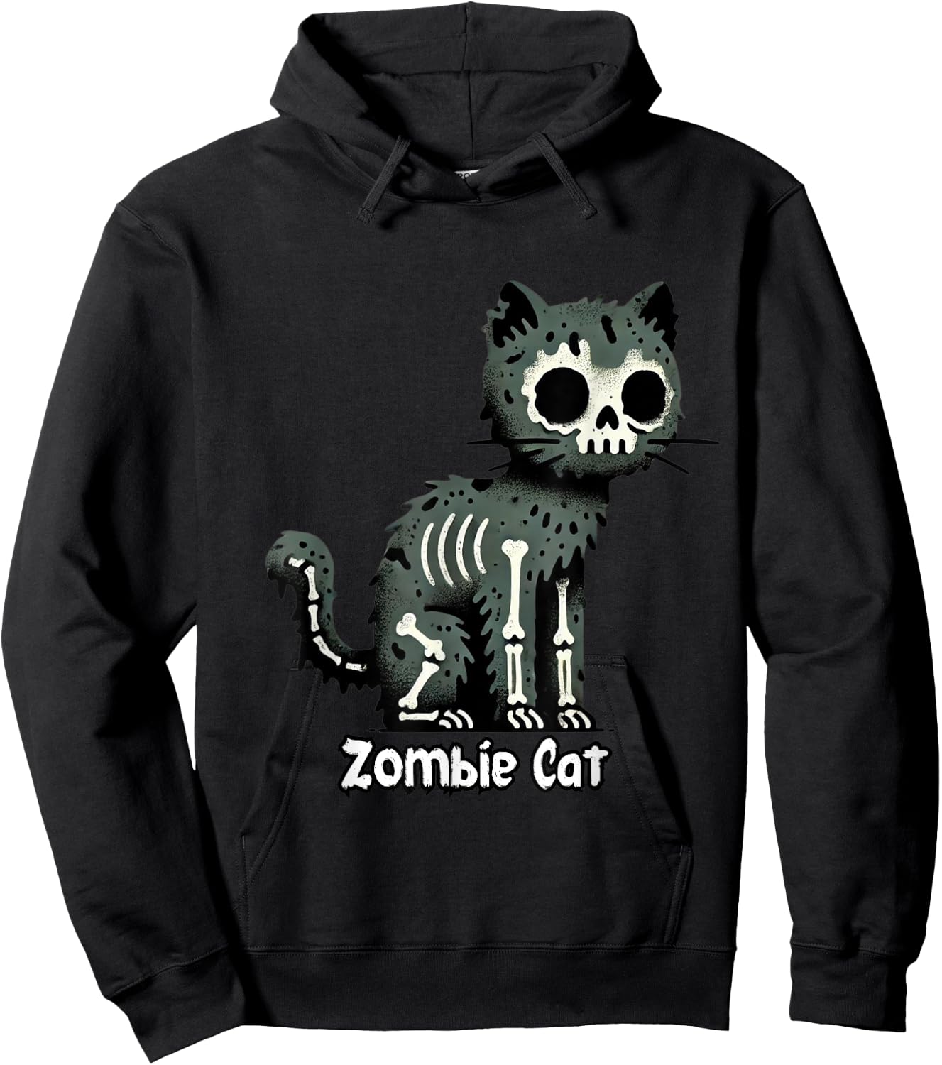 Spooky & Cute Cat Zombie Halloween Men Women Kids Hoodie - Hoodie | Black