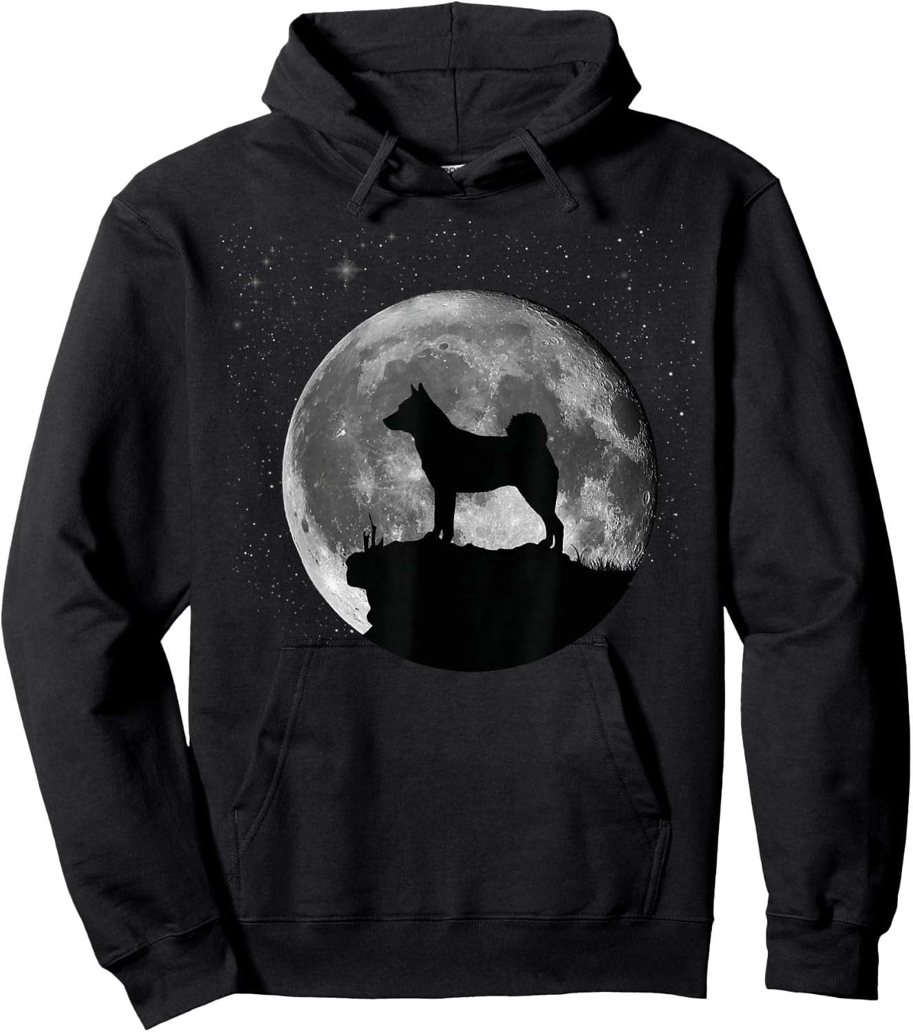 Norwegian Elkhound Dog Moon Hoodie - Hoodie | Black