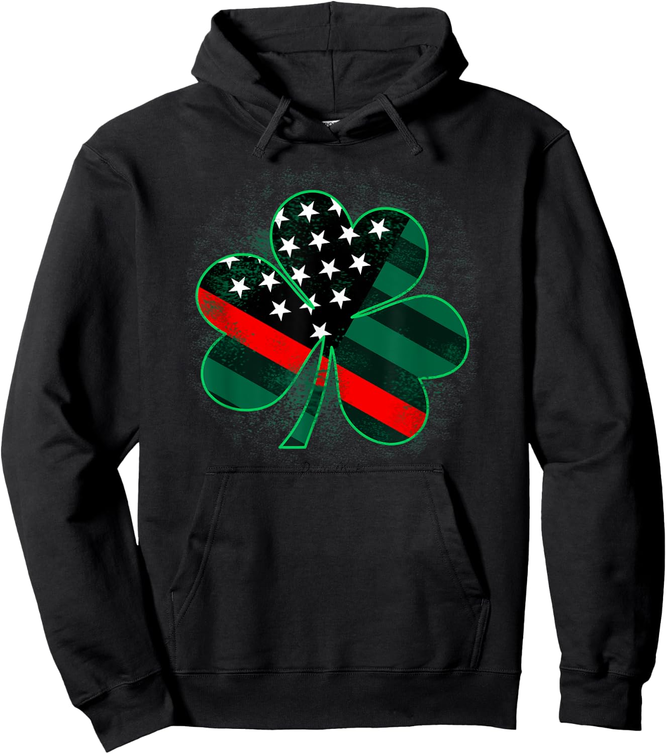 Thin Red Line St Patricks Day Shirt Firefighter Shamrock Hoodie - Hoodie | Black